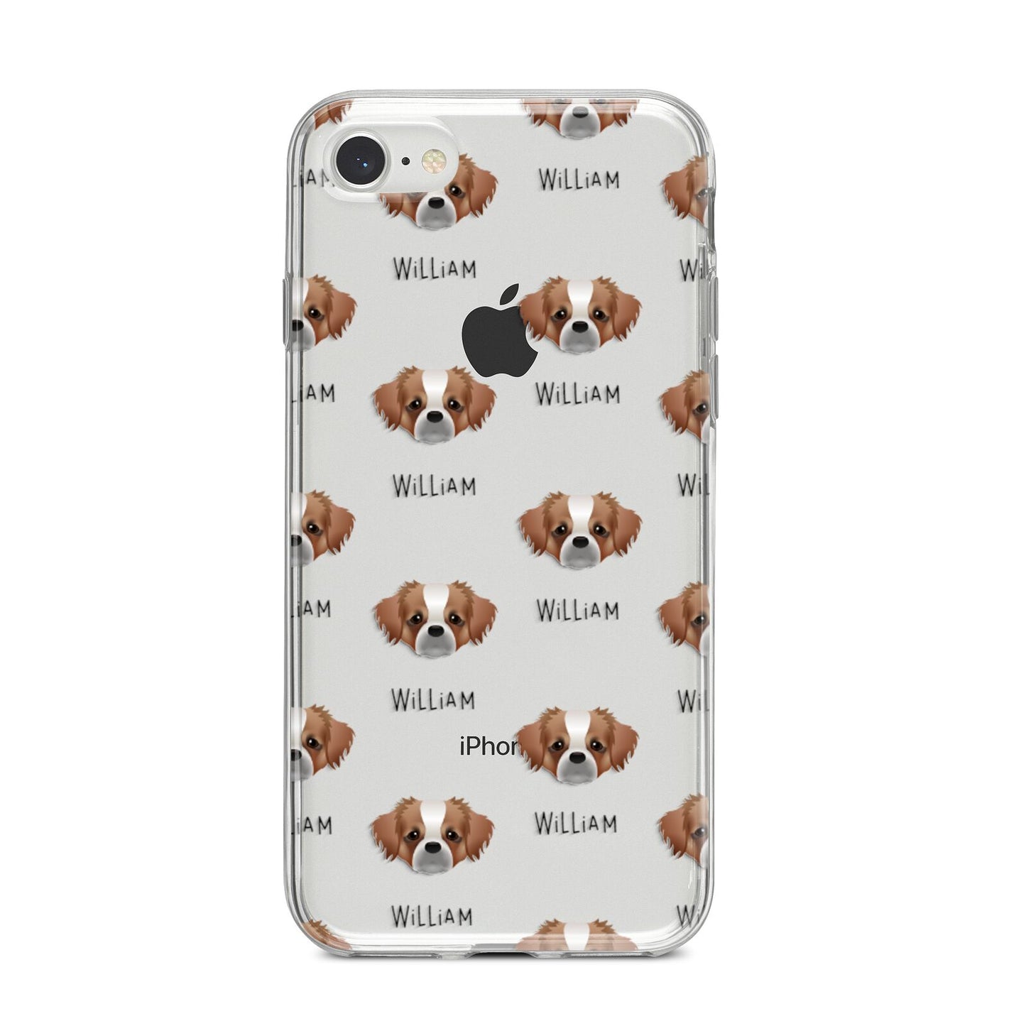 Tibetan Spaniel Icon with Name iPhone 8 Bumper Case on Silver iPhone