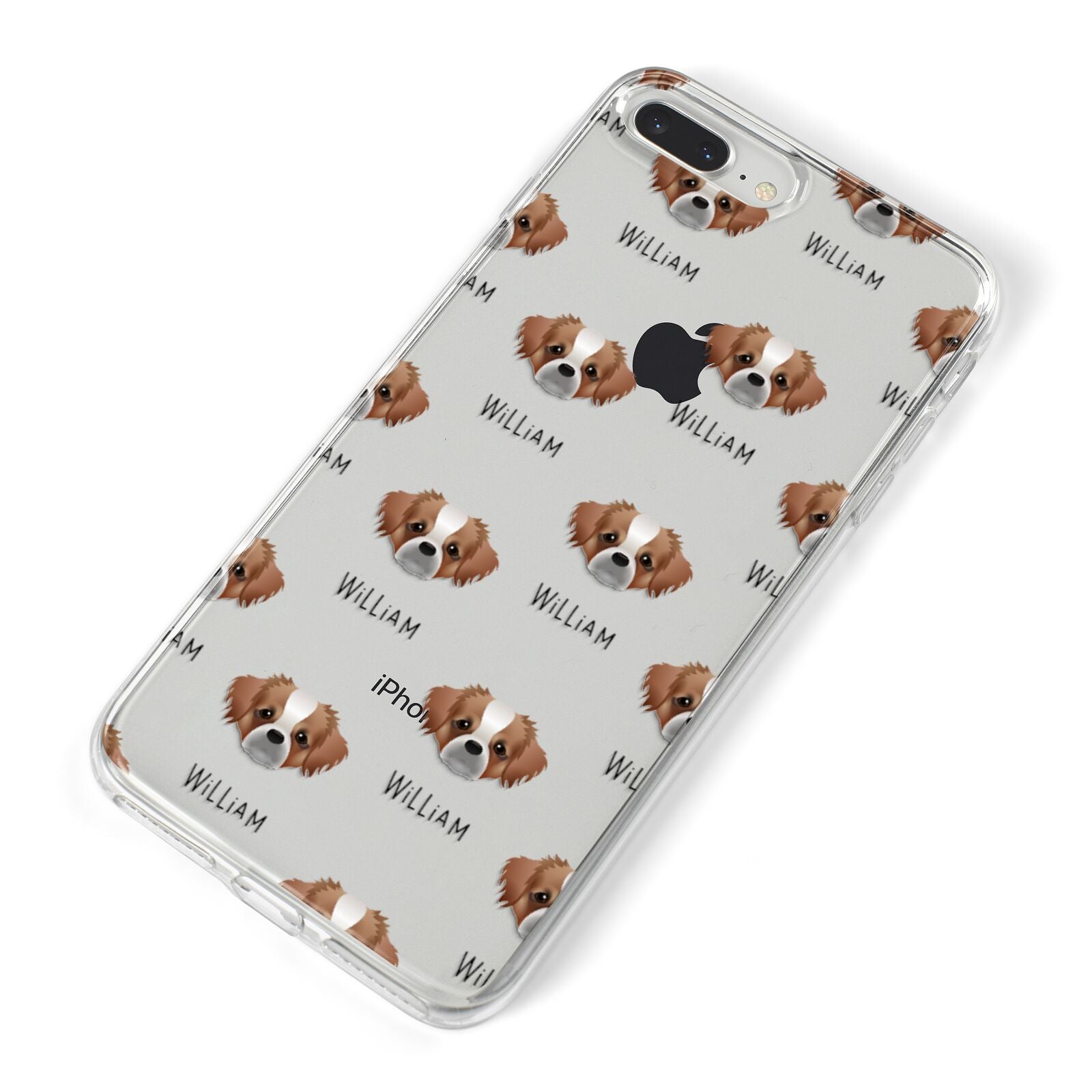 Tibetan Spaniel Icon with Name iPhone 8 Plus Bumper Case on Silver iPhone Alternative Image