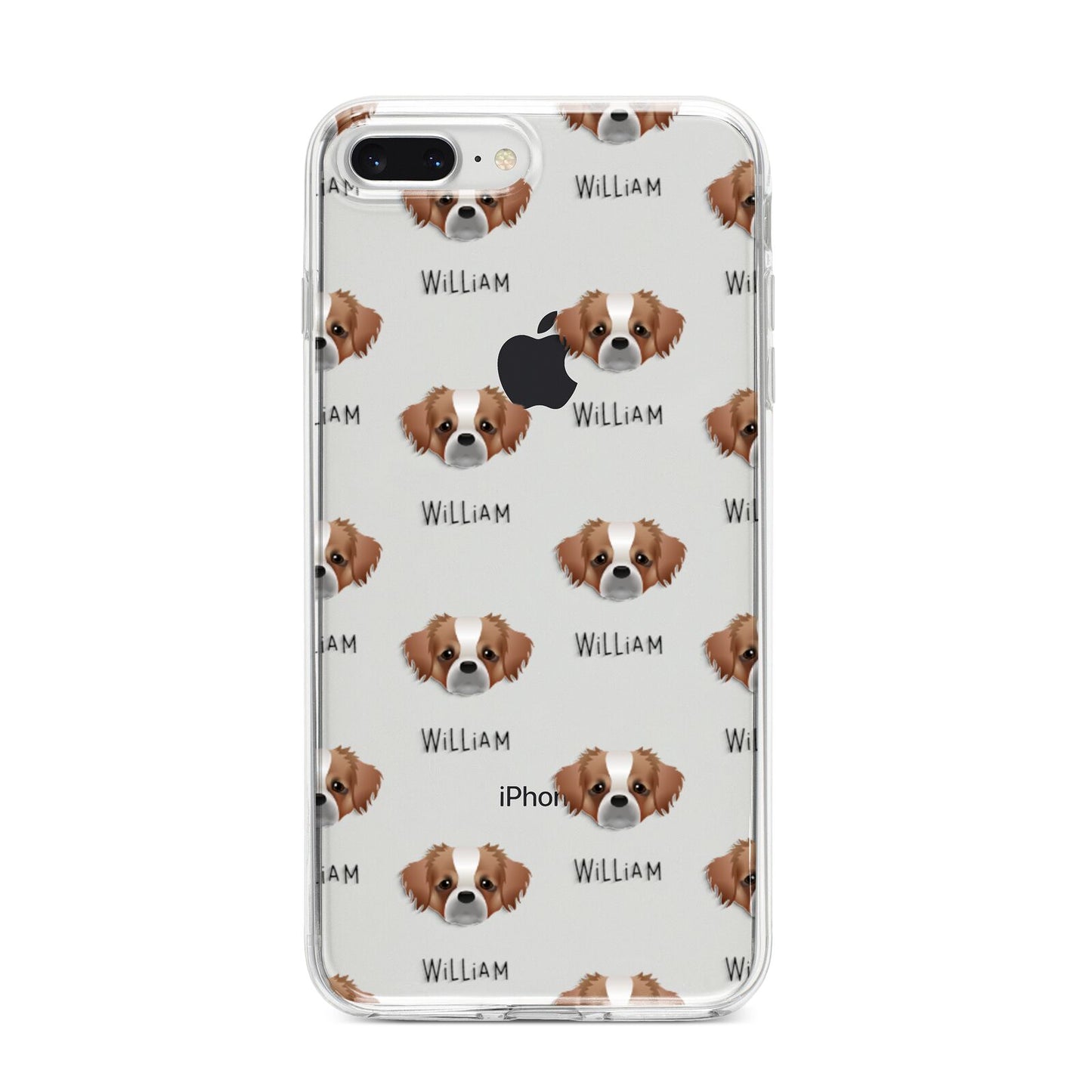 Tibetan Spaniel Icon with Name iPhone 8 Plus Bumper Case on Silver iPhone