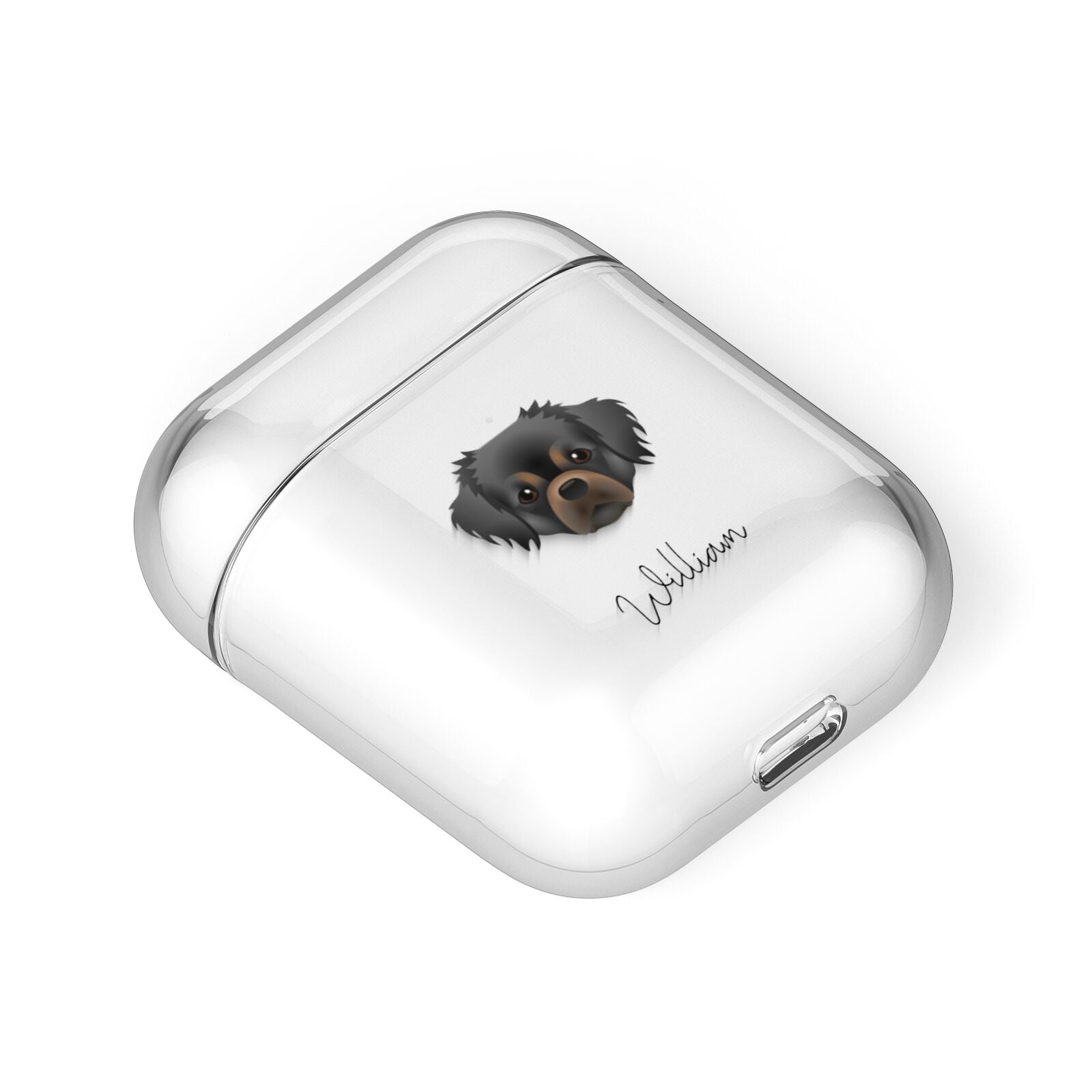 Tibetan Spaniel Personalised AirPods Case Laid Flat