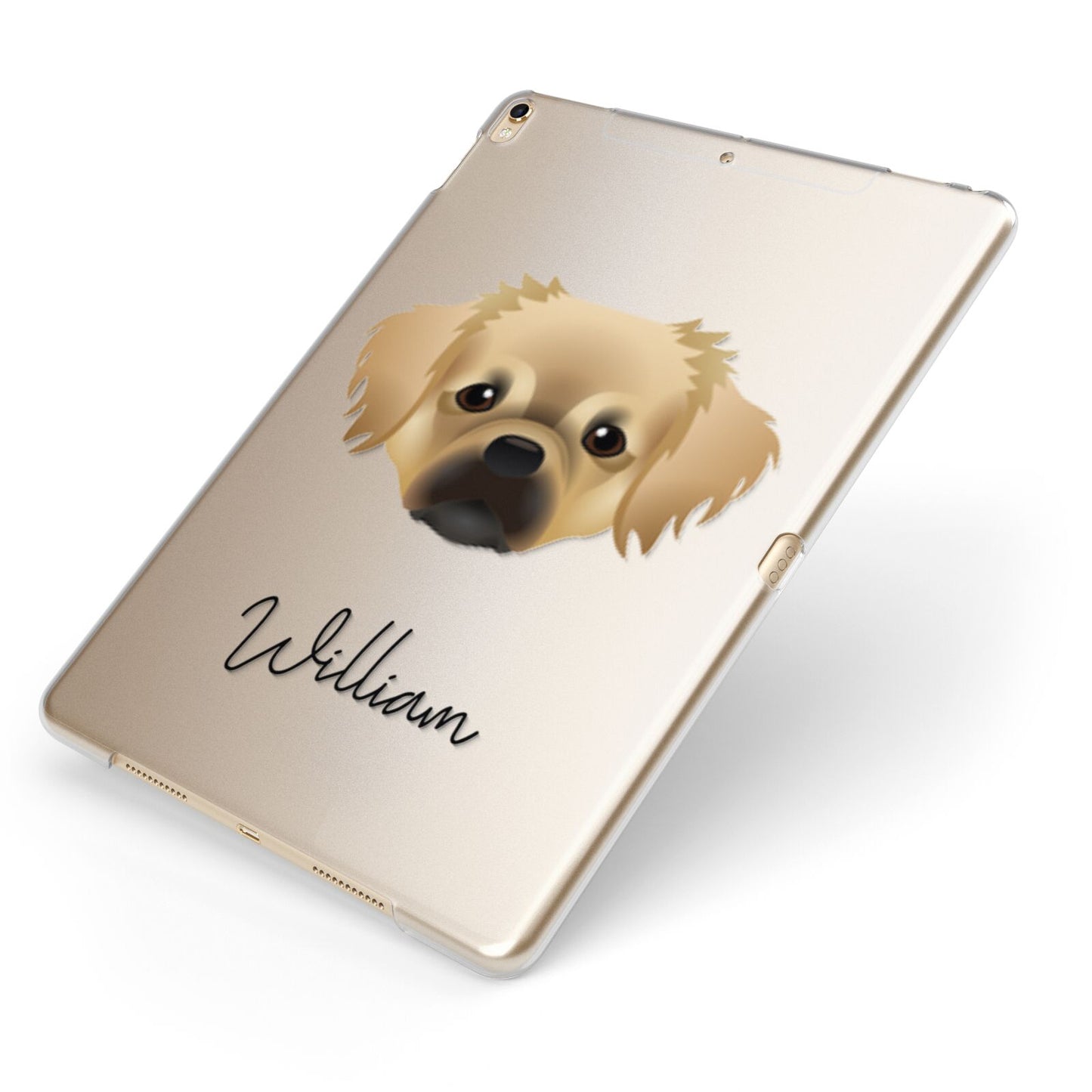 Tibetan Spaniel Personalised Apple iPad Case on Gold iPad Side View