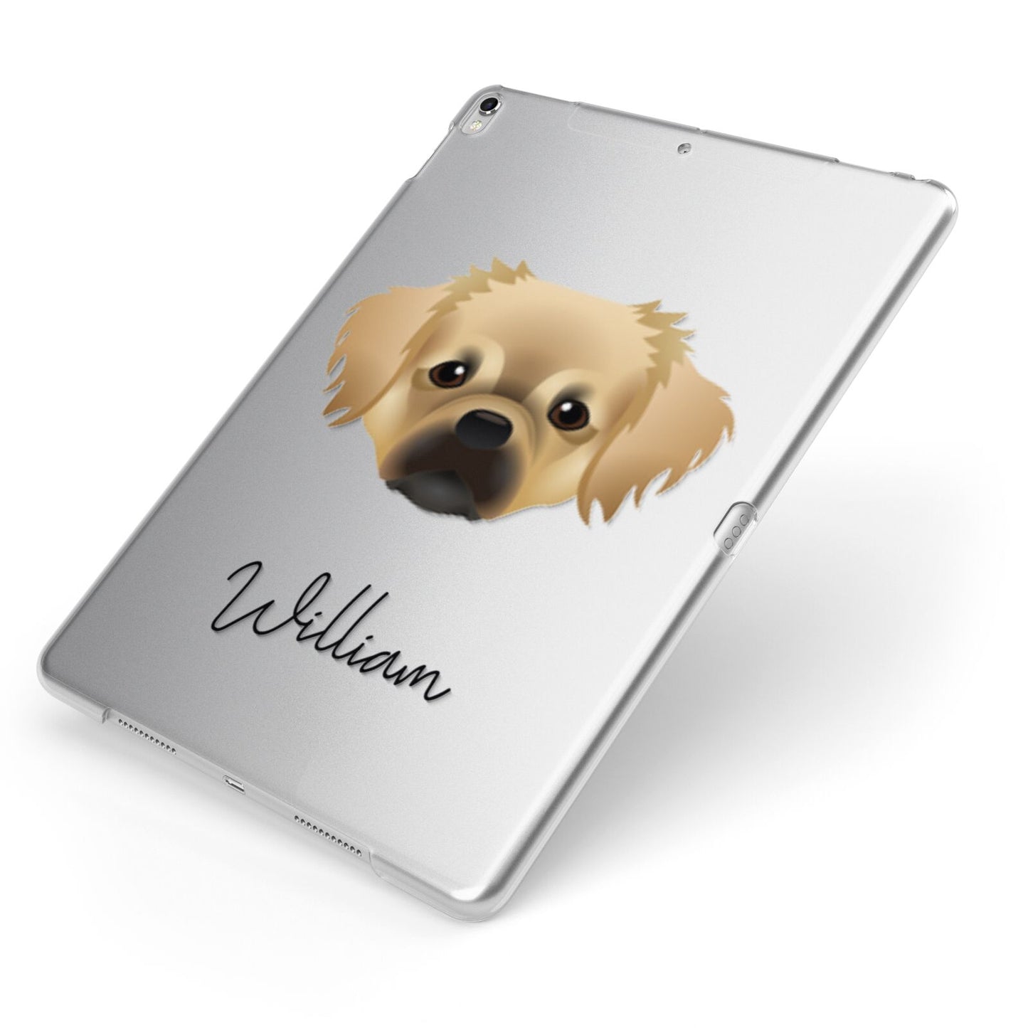 Tibetan Spaniel Personalised Apple iPad Case on Silver iPad Side View