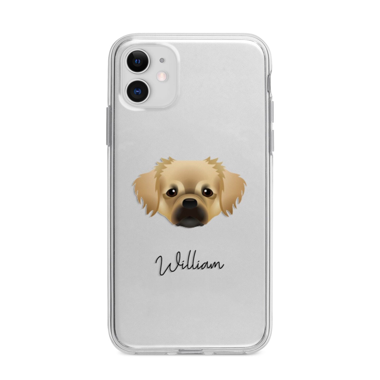 Tibetan Spaniel Personalised Apple iPhone 11 in White with Bumper Case