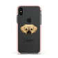 Tibetan Spaniel Personalised Apple iPhone Xs Impact Case Pink Edge on Black Phone