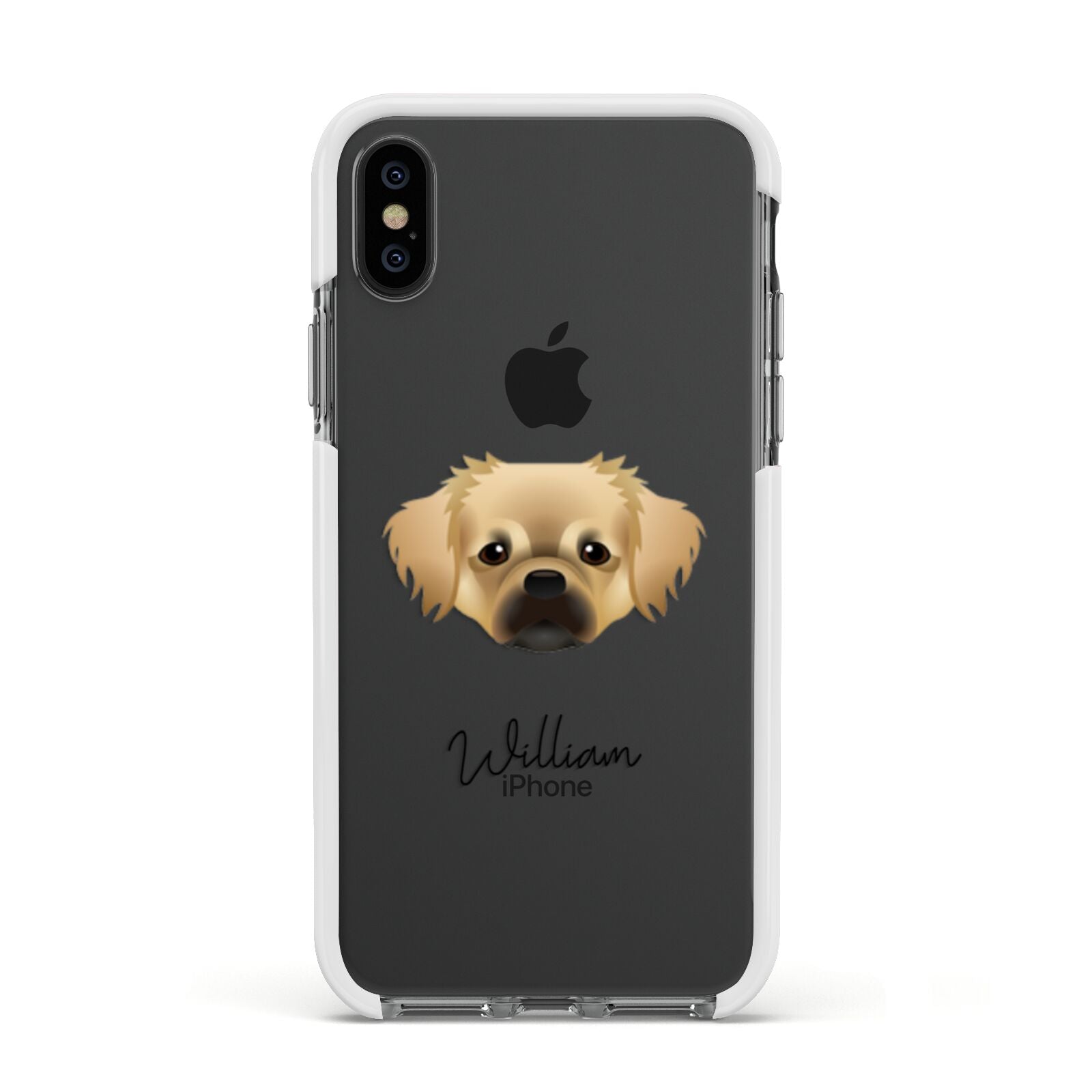 Tibetan Spaniel Personalised Apple iPhone Xs Impact Case White Edge on Black Phone