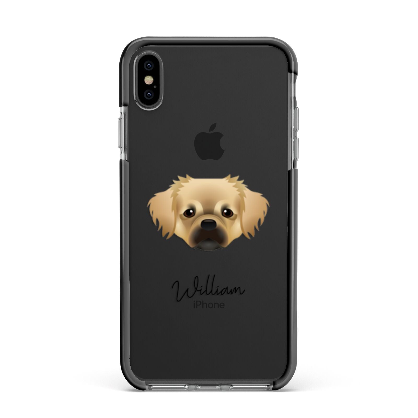 Tibetan Spaniel Personalised Apple iPhone Xs Max Impact Case Black Edge on Black Phone