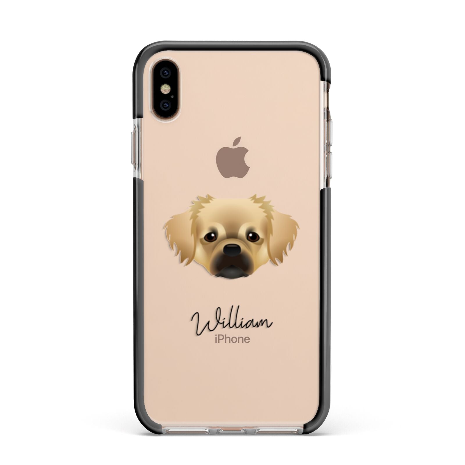 Tibetan Spaniel Personalised Apple iPhone Xs Max Impact Case Black Edge on Gold Phone