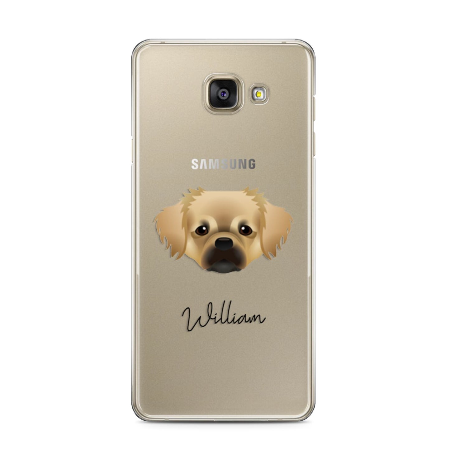 Tibetan Spaniel Personalised Samsung Galaxy A3 2016 Case on gold phone