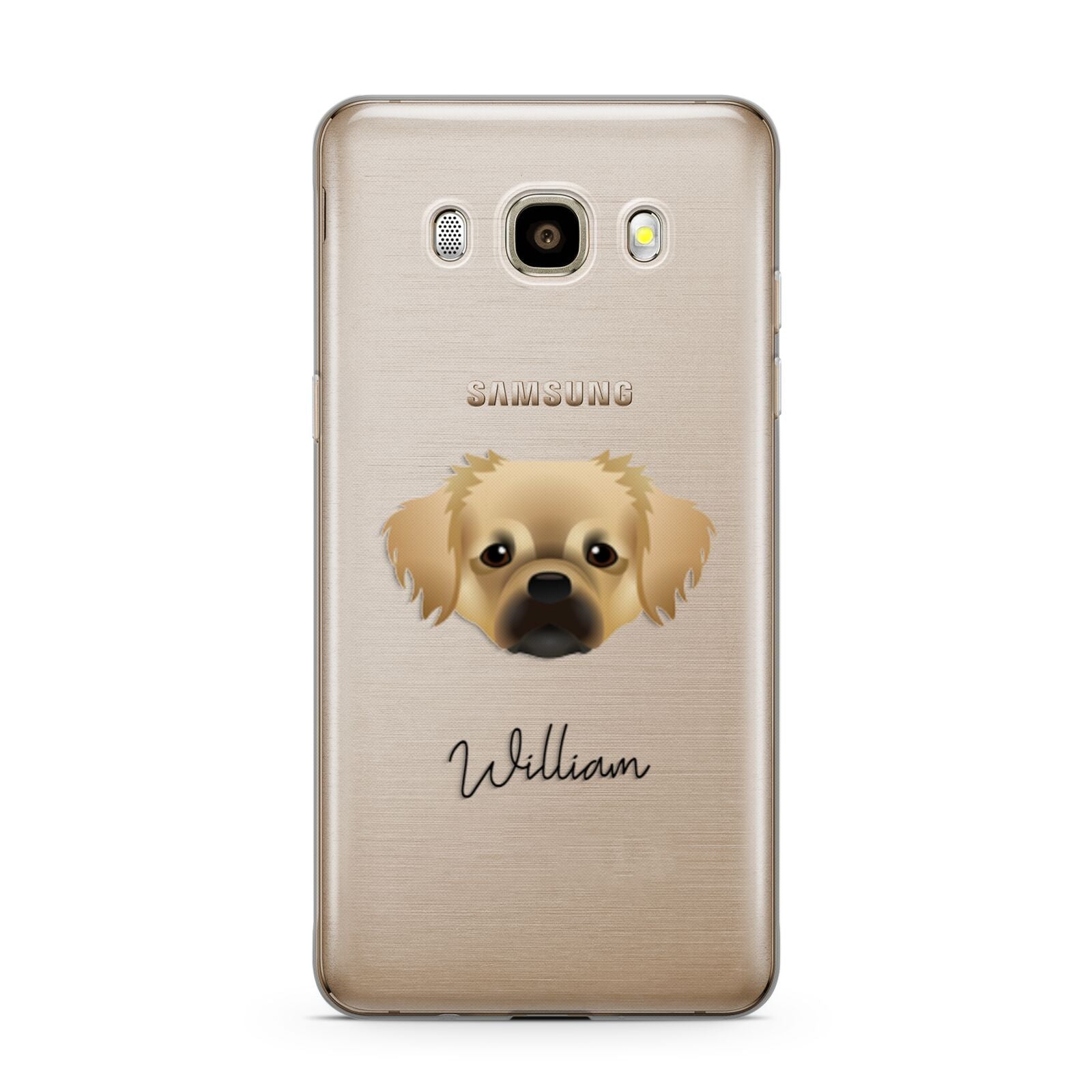 Tibetan Spaniel Personalised Samsung Galaxy J7 2016 Case on gold phone