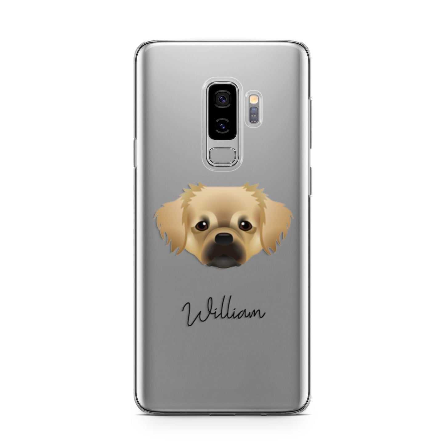 Tibetan Spaniel Personalised Samsung Galaxy S9 Plus Case on Silver phone