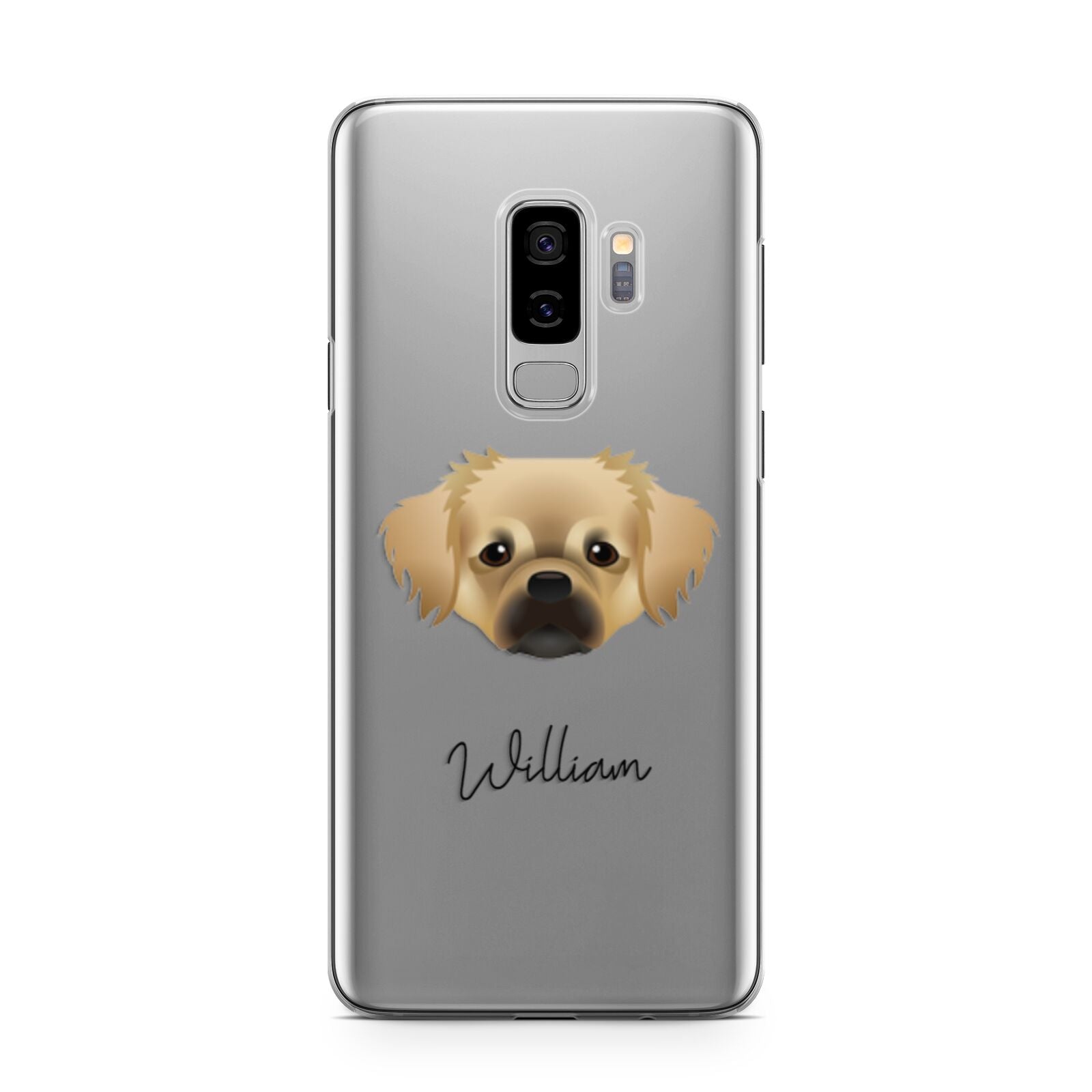 Tibetan Spaniel Personalised Samsung Galaxy S9 Plus Case on Silver phone