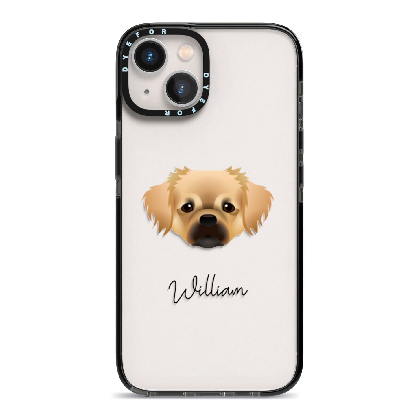 Tibetan Spaniel Personalised iPhone 13 Black Impact Case on Silver phone