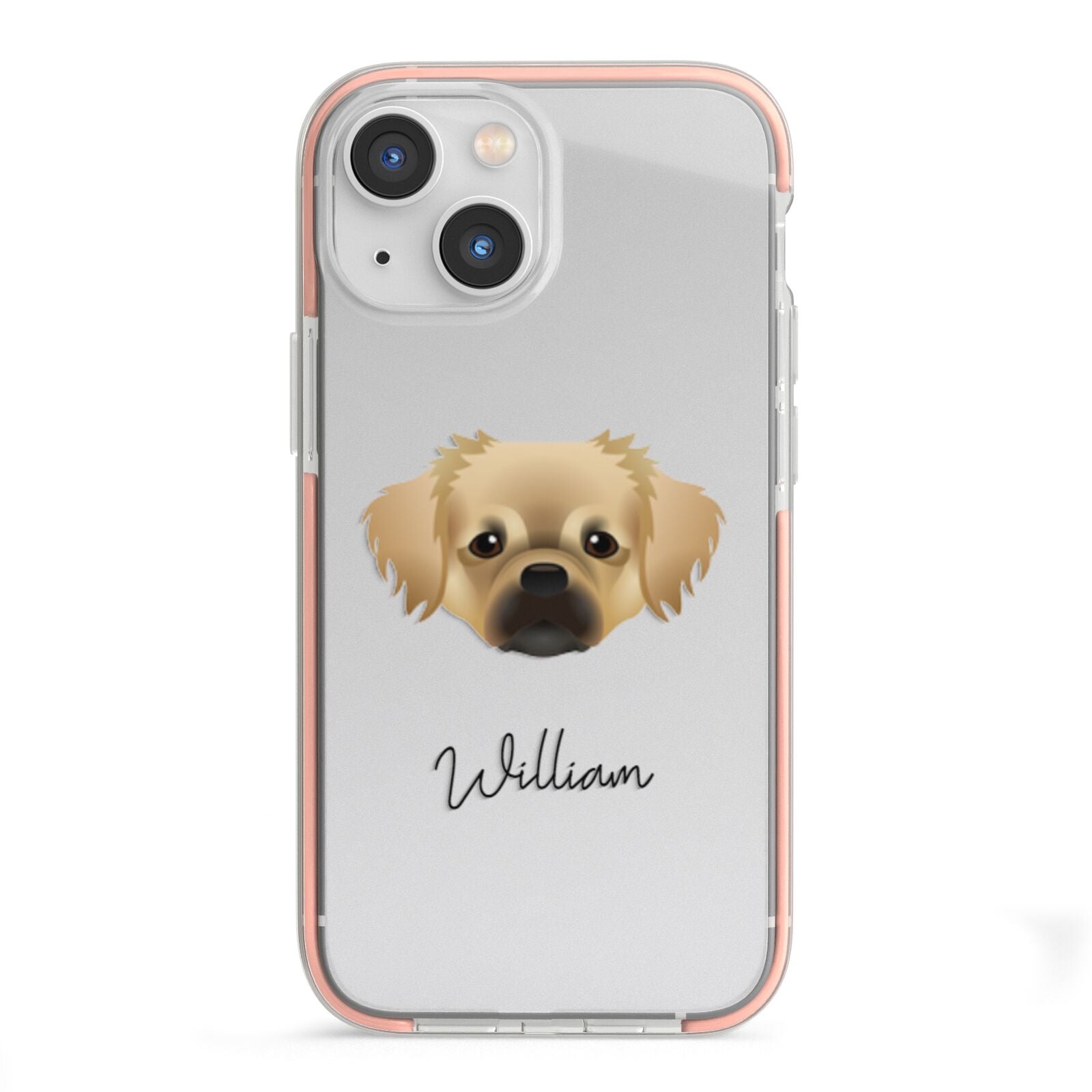 Tibetan Spaniel Personalised iPhone 13 Mini TPU Impact Case with Pink Edges