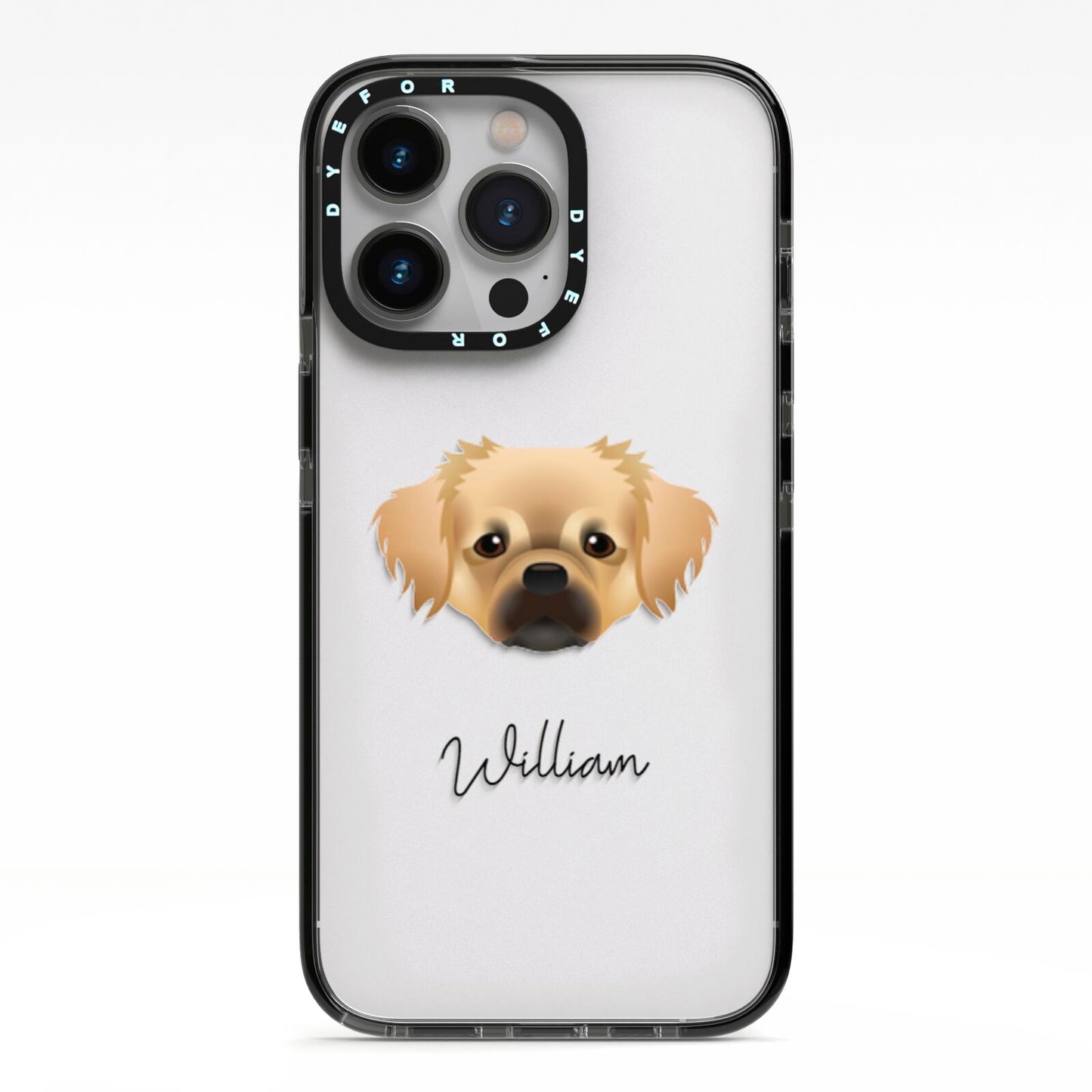 Tibetan Spaniel Personalised iPhone 13 Pro Black Impact Case on Silver phone