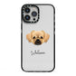 Tibetan Spaniel Personalised iPhone 13 Pro Max Black Impact Case on Silver phone