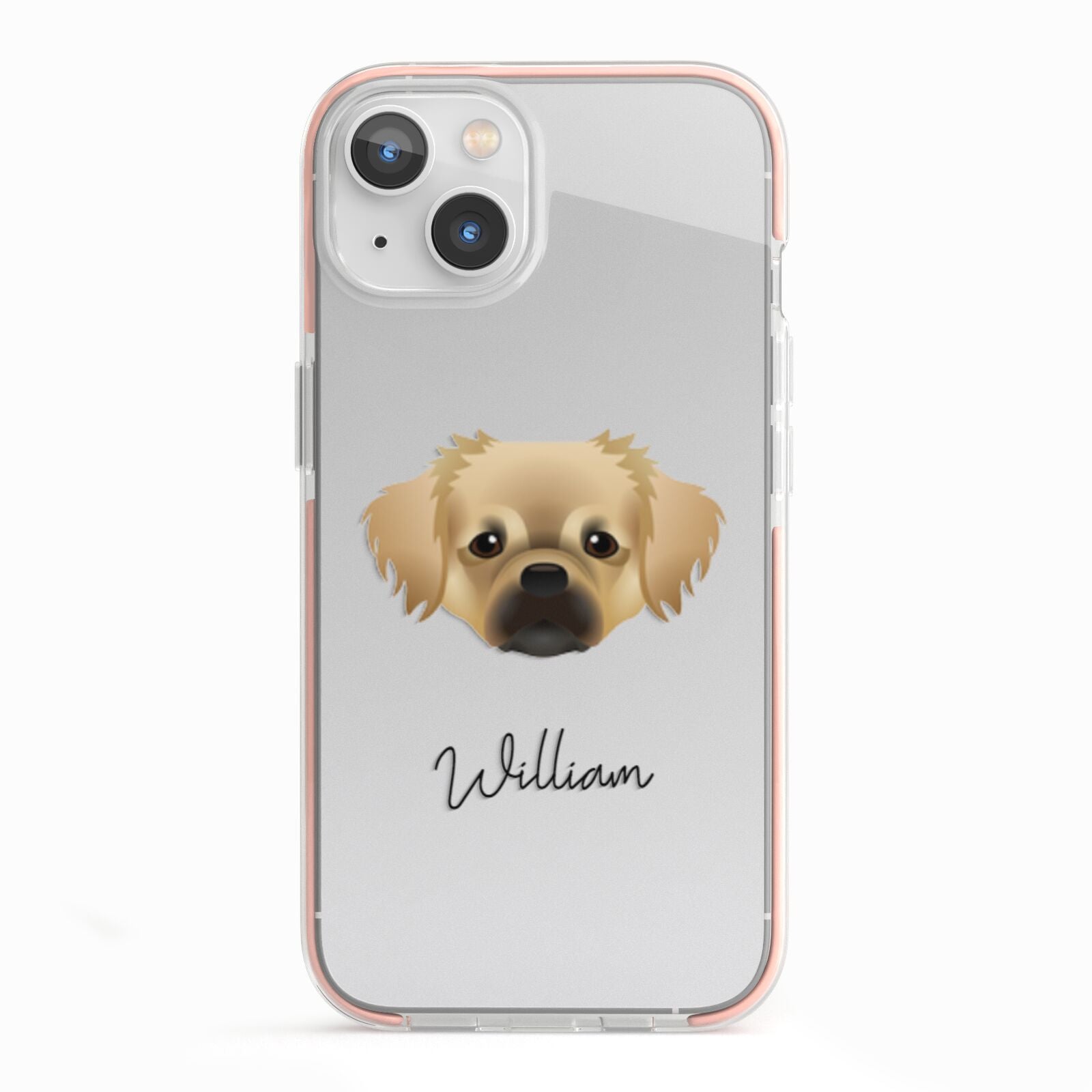 Tibetan Spaniel Personalised iPhone 13 TPU Impact Case with Pink Edges