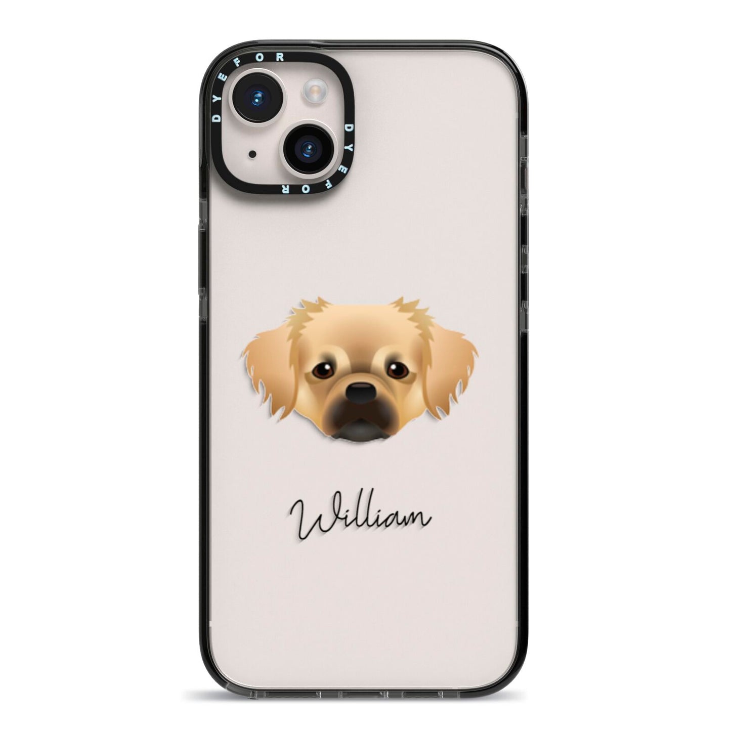 Tibetan Spaniel Personalised iPhone 14 Plus Black Impact Case on Silver phone