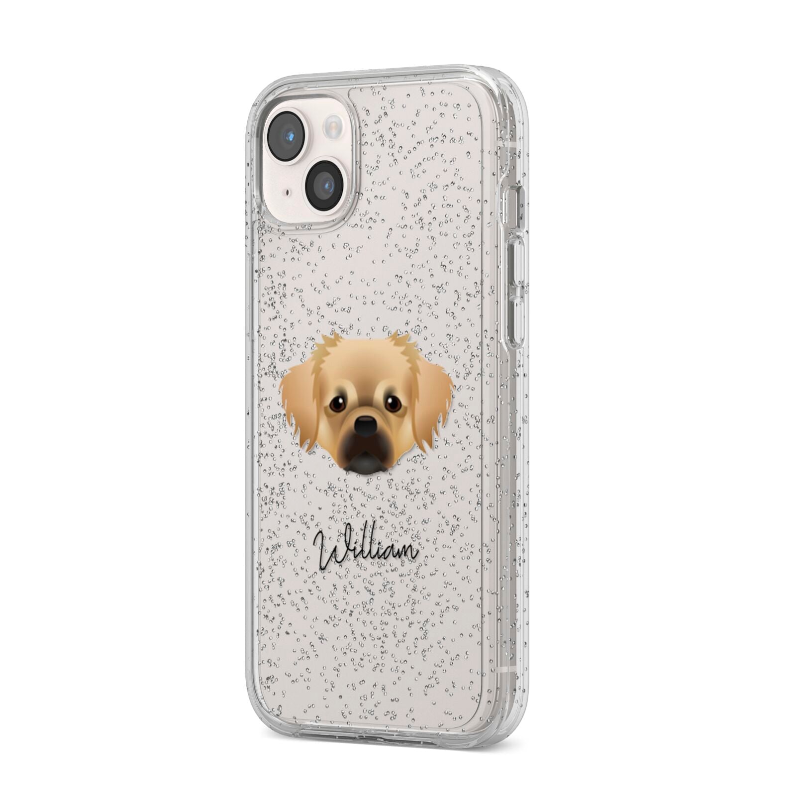 Tibetan Spaniel Personalised iPhone 14 Plus Glitter Tough Case Starlight Angled Image