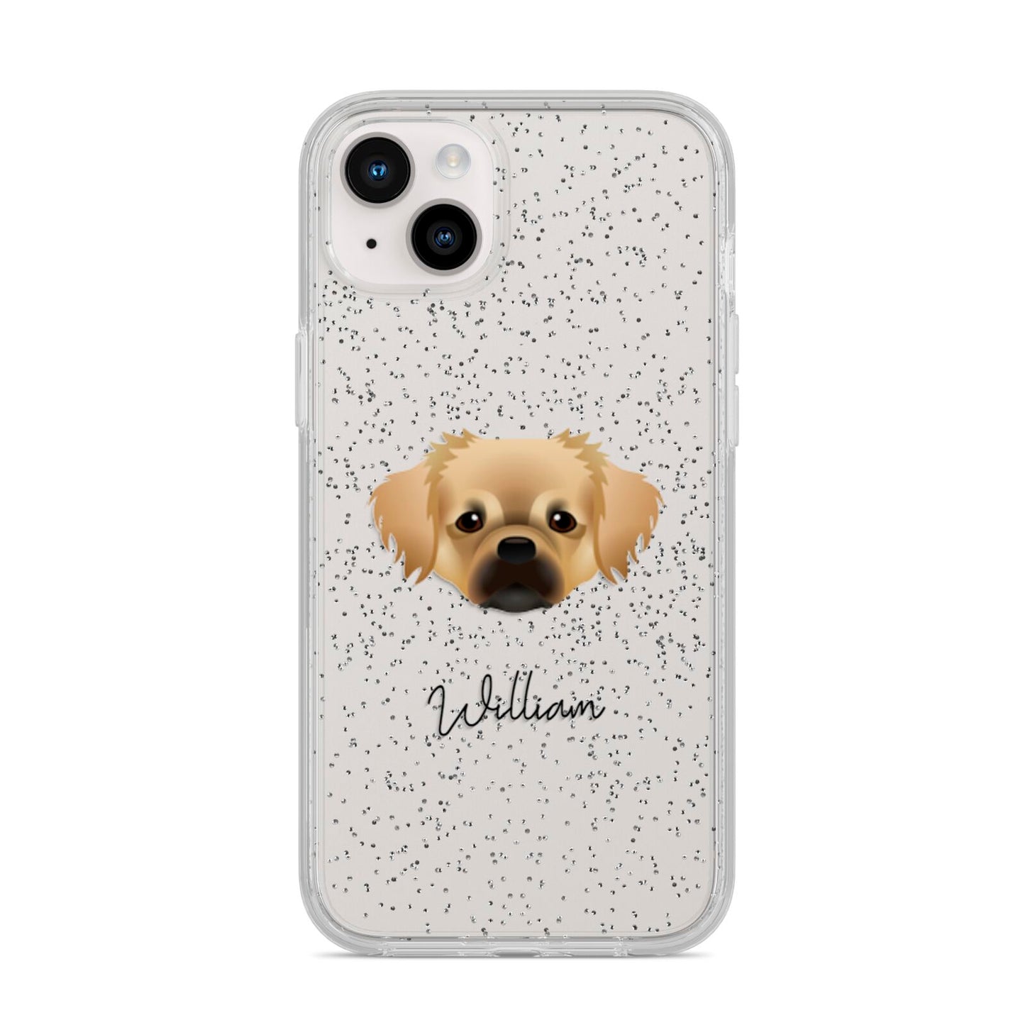 Tibetan Spaniel Personalised iPhone 14 Plus Glitter Tough Case Starlight