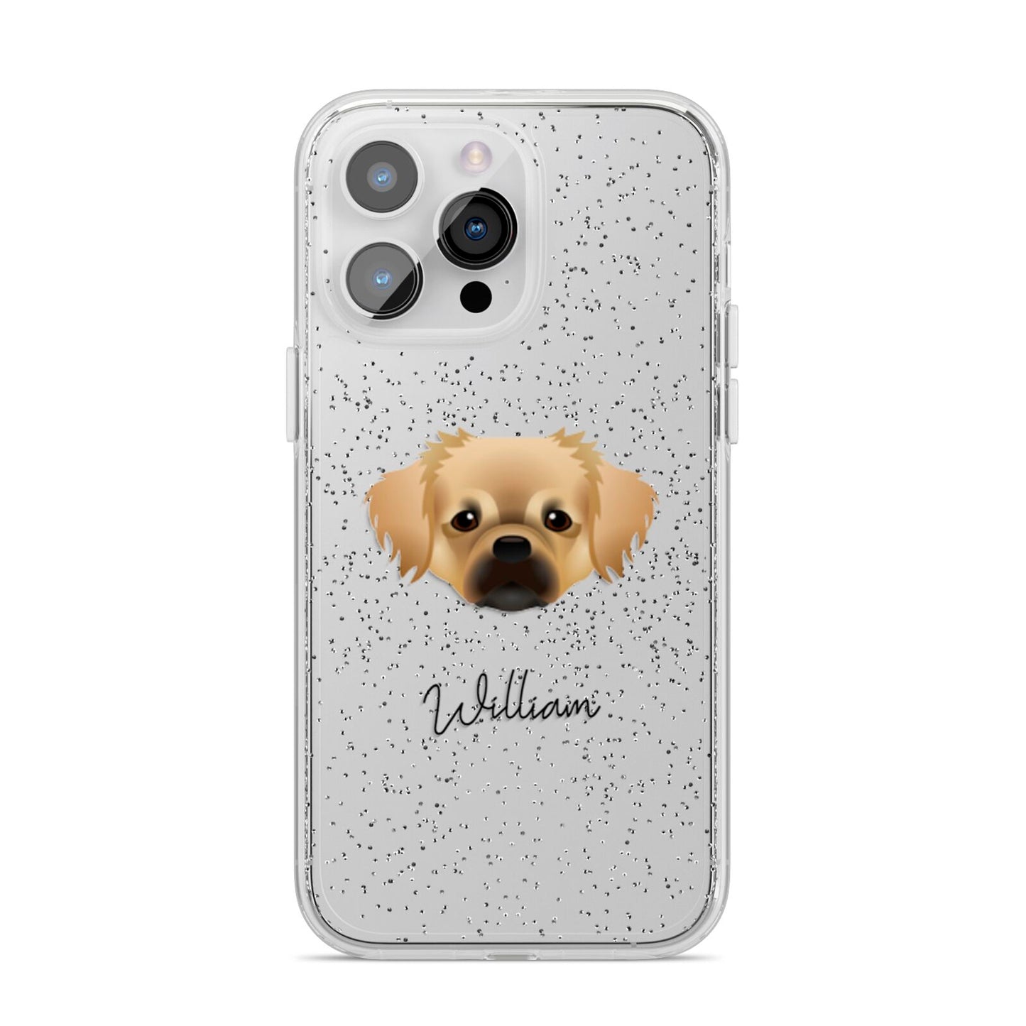 Tibetan Spaniel Personalised iPhone 14 Pro Max Glitter Tough Case Silver