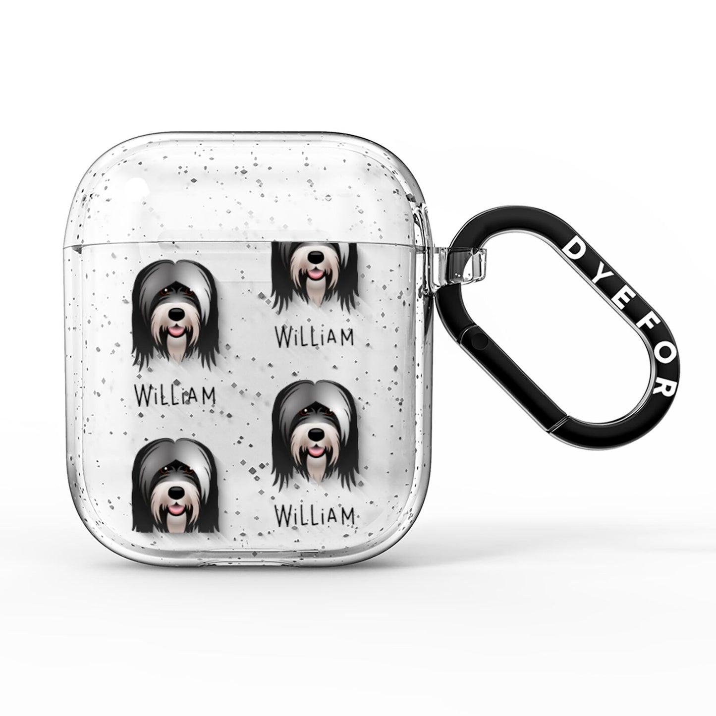 Tibetan Terrier Icon with Name AirPods Glitter Case