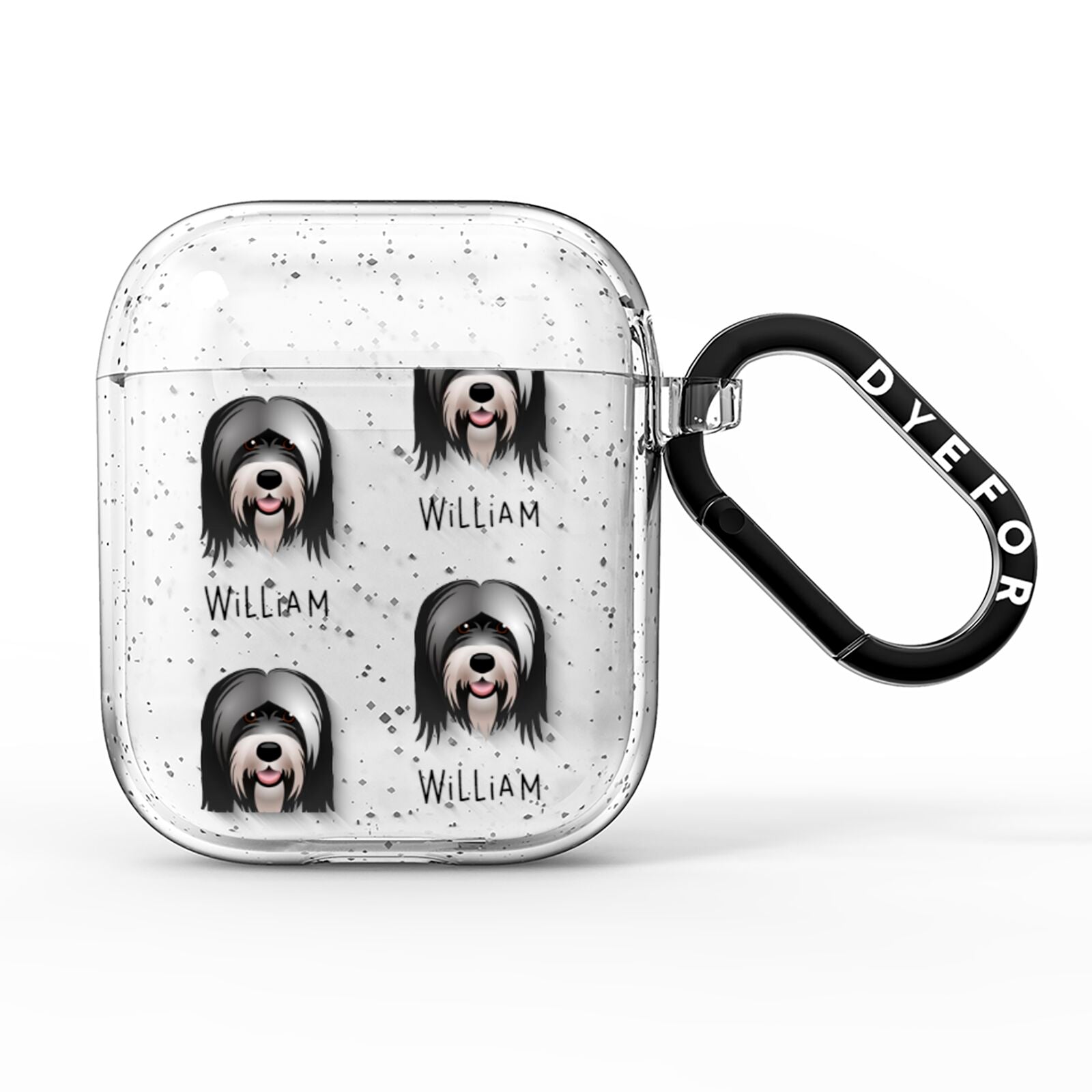 Tibetan Terrier Icon with Name AirPods Glitter Case