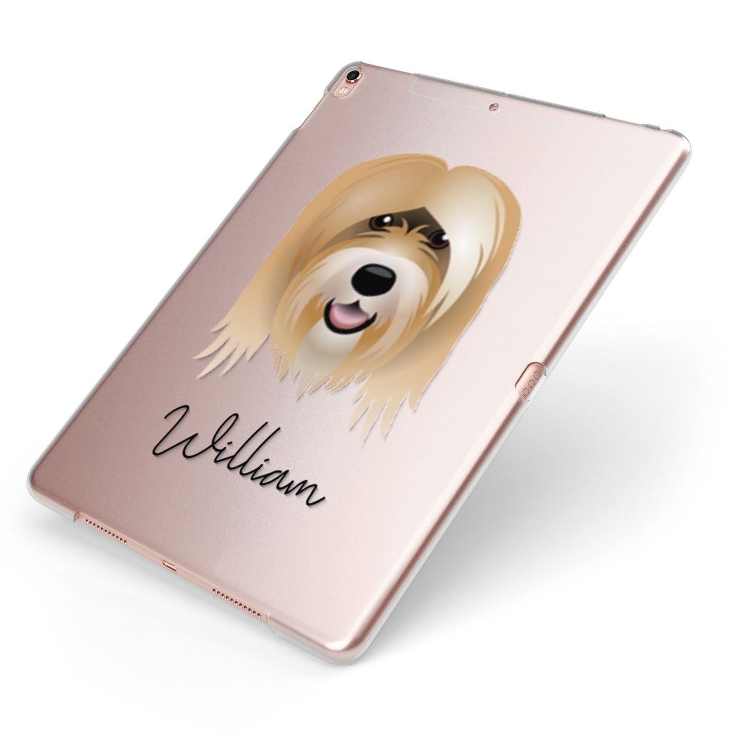 Tibetan Terrier Personalised Apple iPad Case on Rose Gold iPad Side View