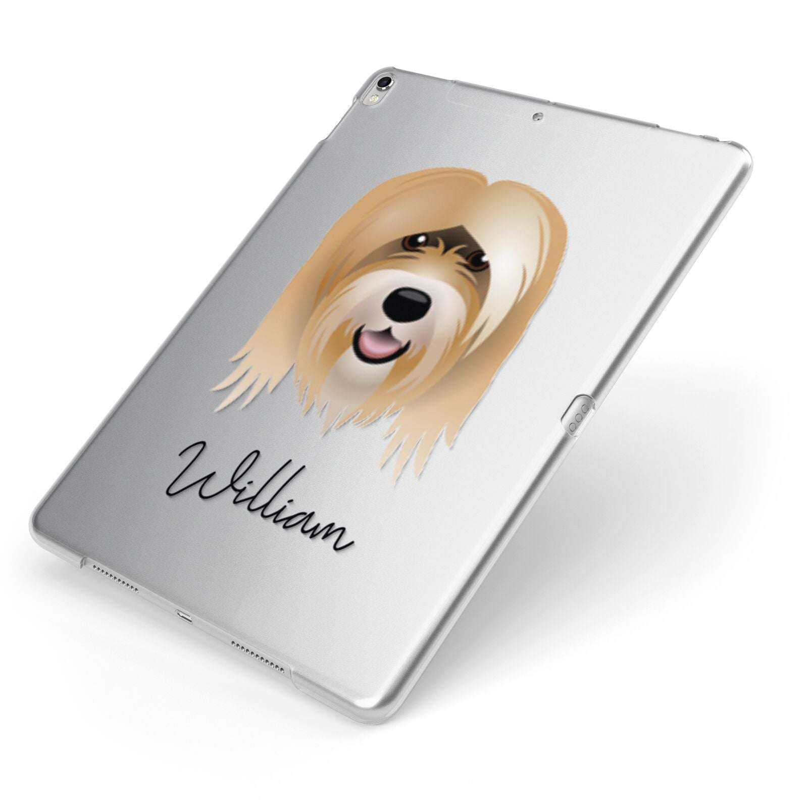 Tibetan Terrier Personalised Apple iPad Case on Silver iPad Side View
