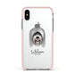 Tibetan Terrier Personalised Apple iPhone Xs Impact Case Pink Edge on Silver Phone