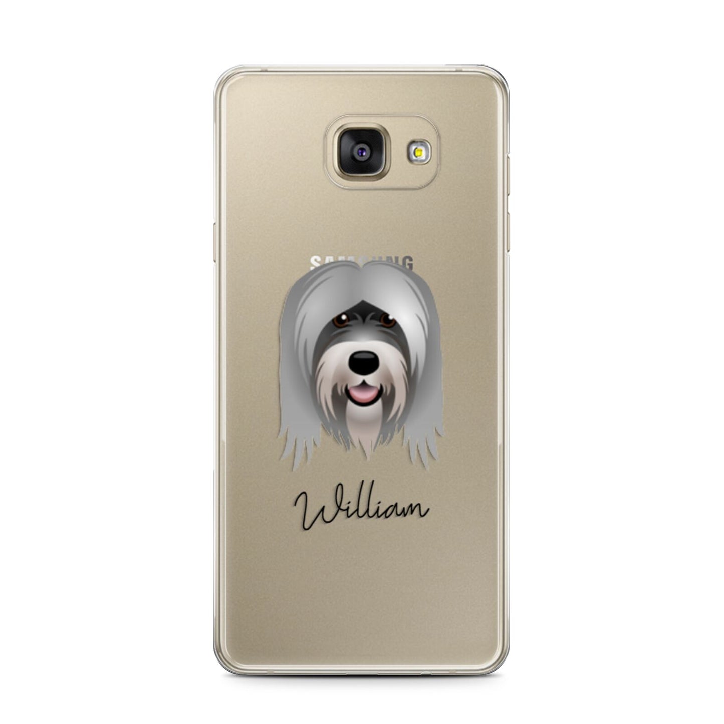 Tibetan Terrier Personalised Samsung Galaxy A7 2016 Case on gold phone