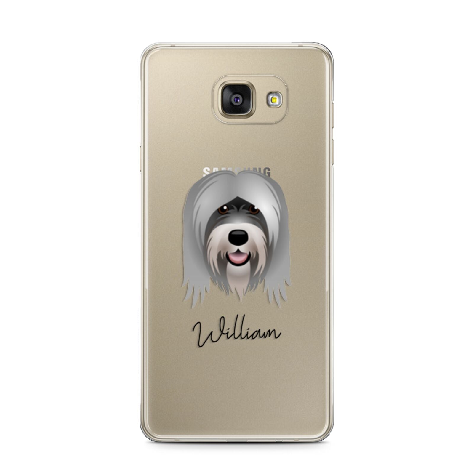 Tibetan Terrier Personalised Samsung Galaxy A7 2016 Case on gold phone