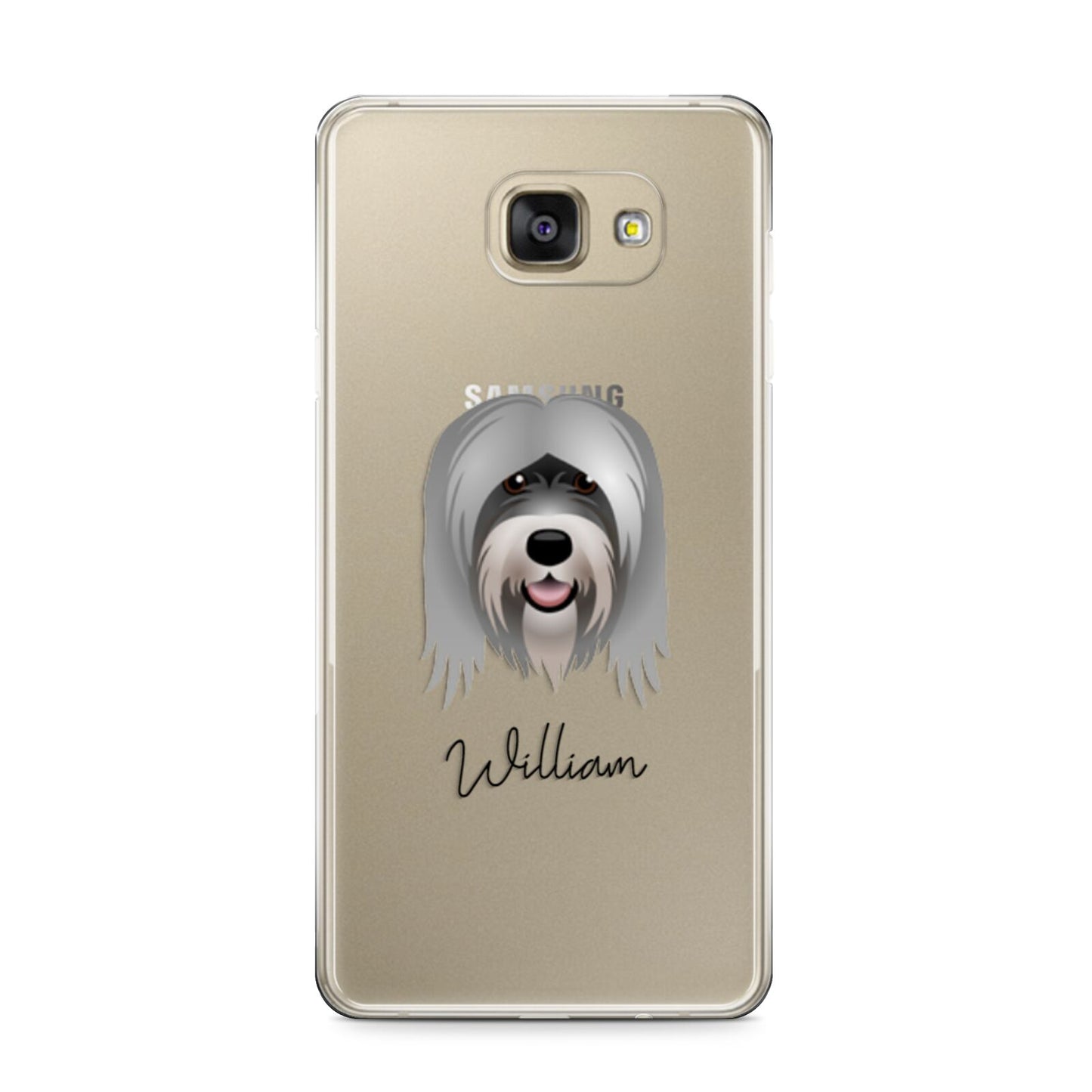 Tibetan Terrier Personalised Samsung Galaxy A9 2016 Case on gold phone