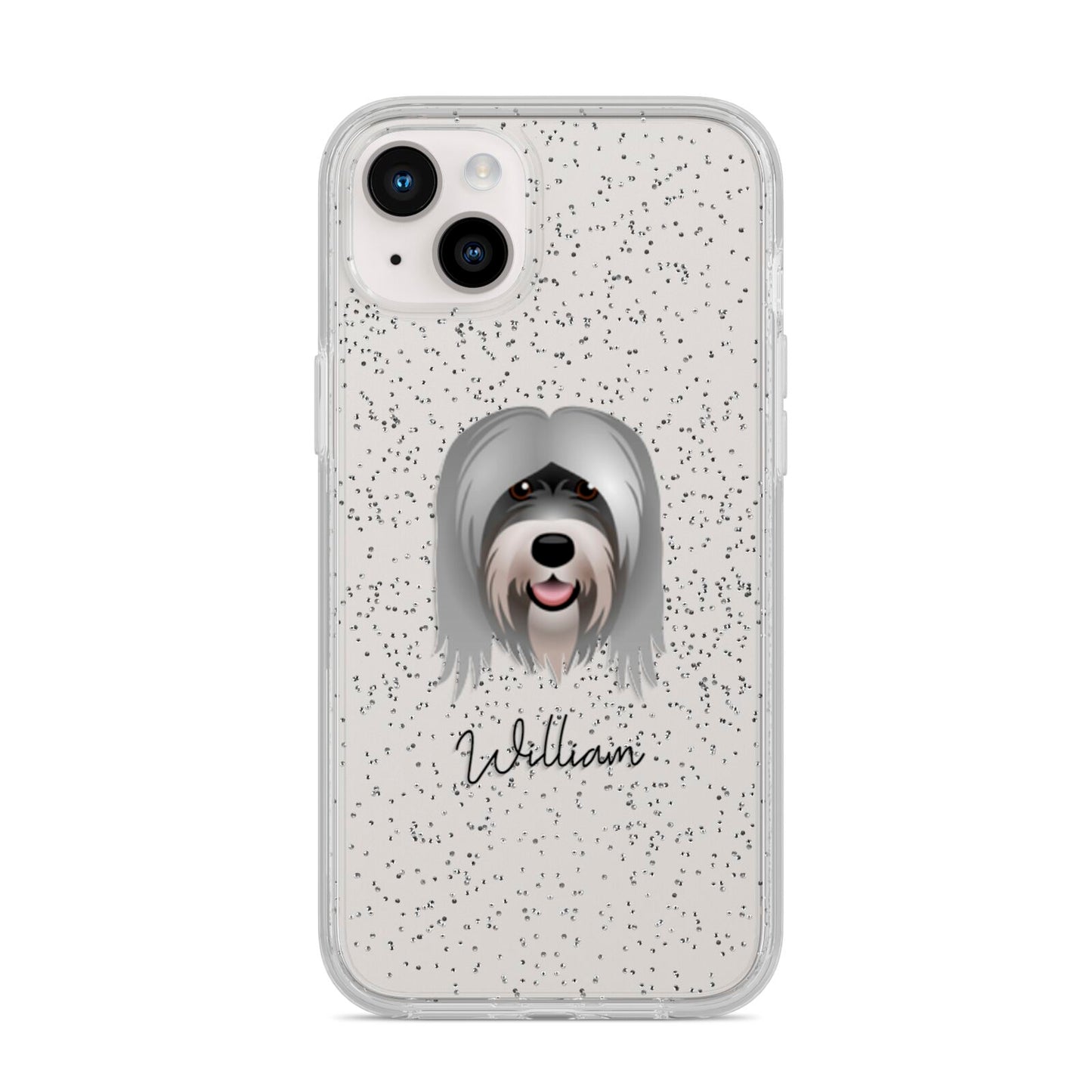 Tibetan Terrier Personalised iPhone 14 Plus Glitter Tough Case Starlight