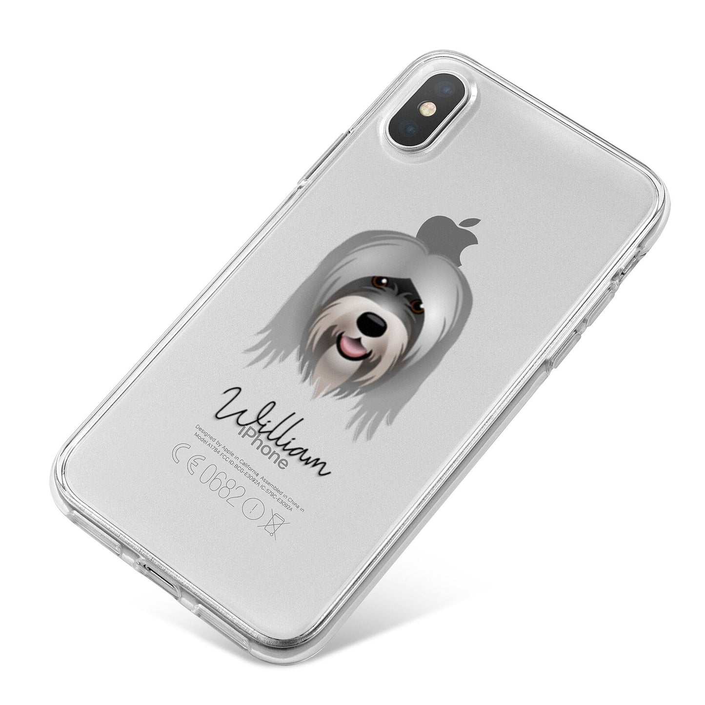 Tibetan Terrier Personalised iPhone X Bumper Case on Silver iPhone