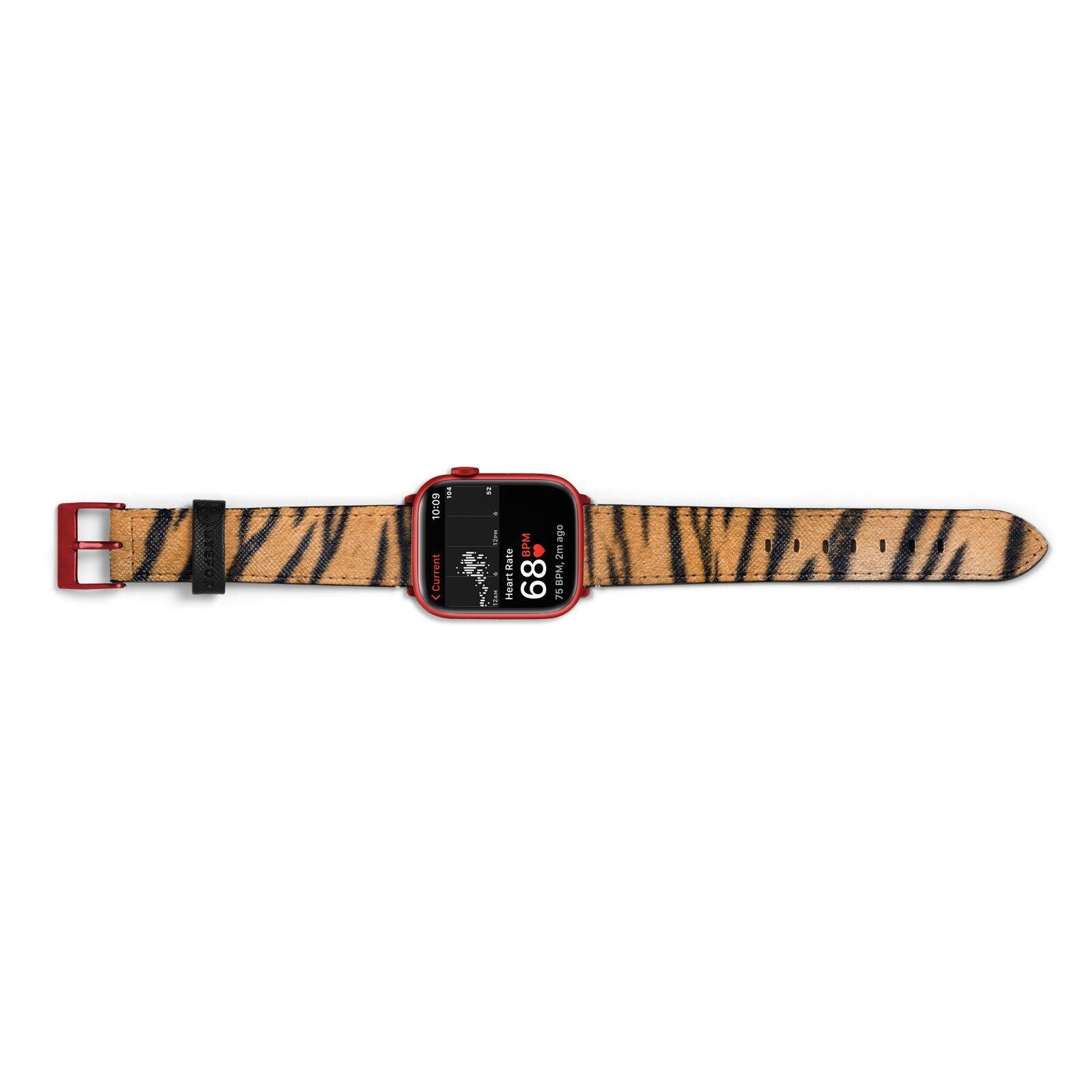 Tiger Print Apple Watch Strap Size 38mm Landscape Image Red Hardware