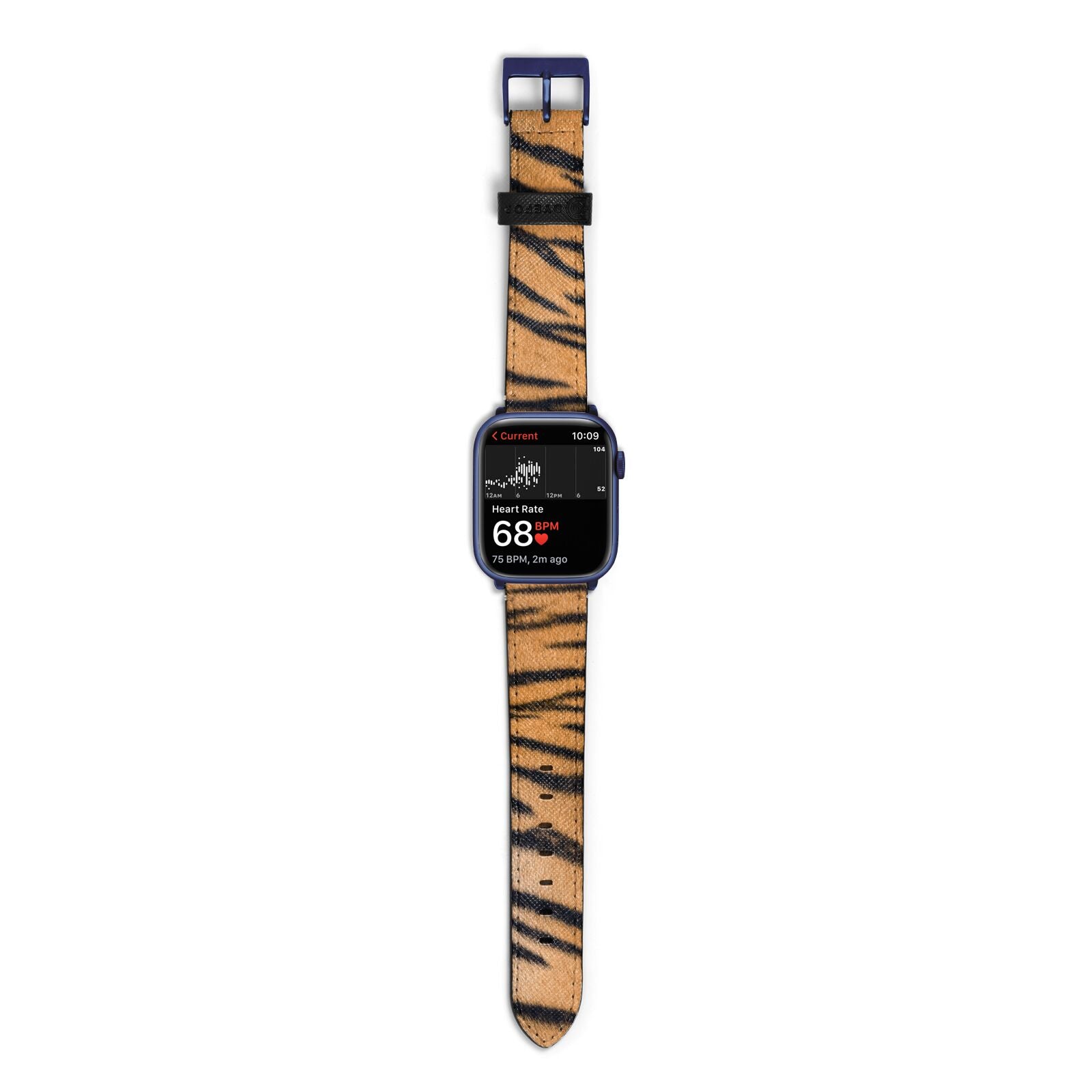 Tiger Print Apple Watch Strap Size 38mm with Blue Hardware