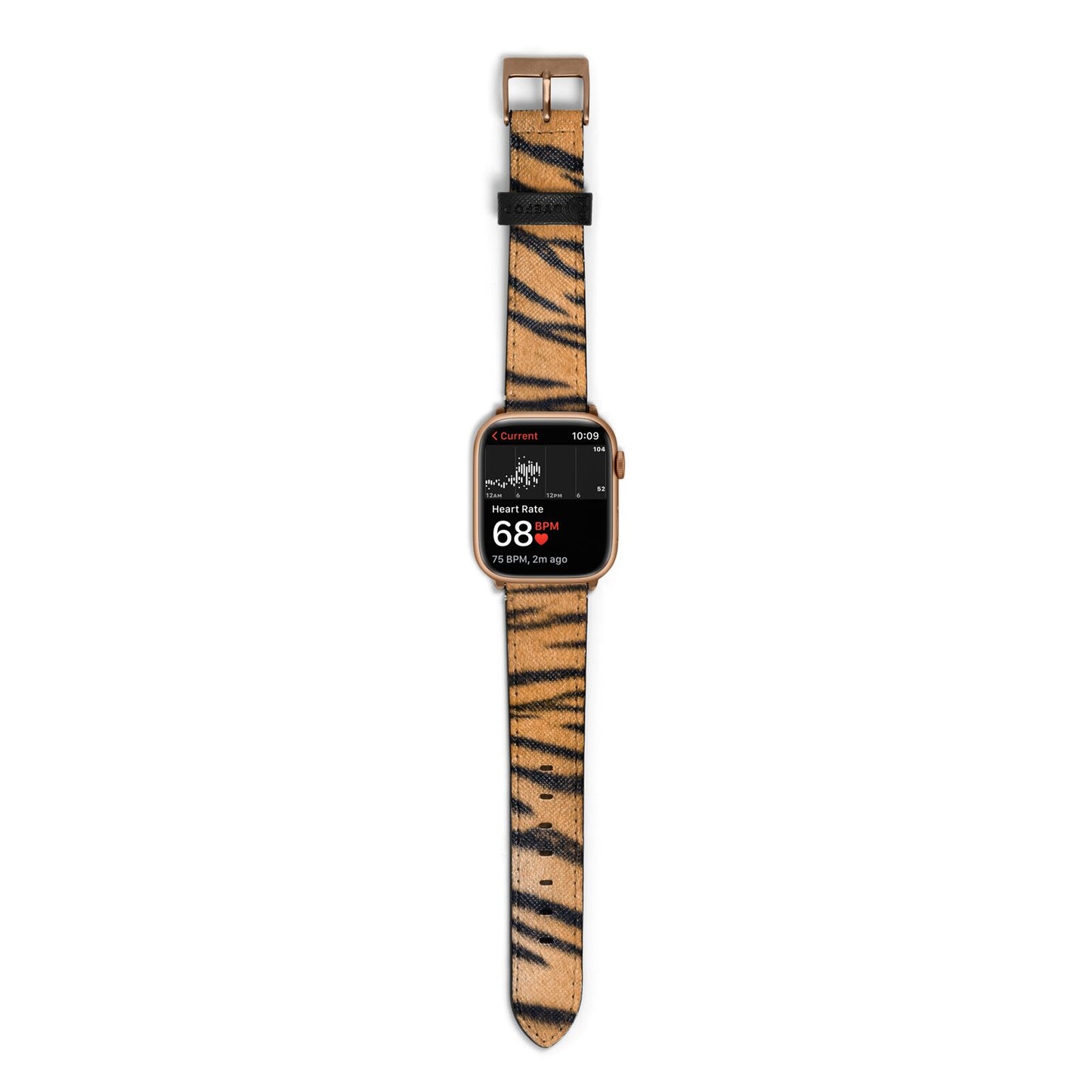 Tiger Print Apple Watch Strap Size 38mm with Gold Hardware