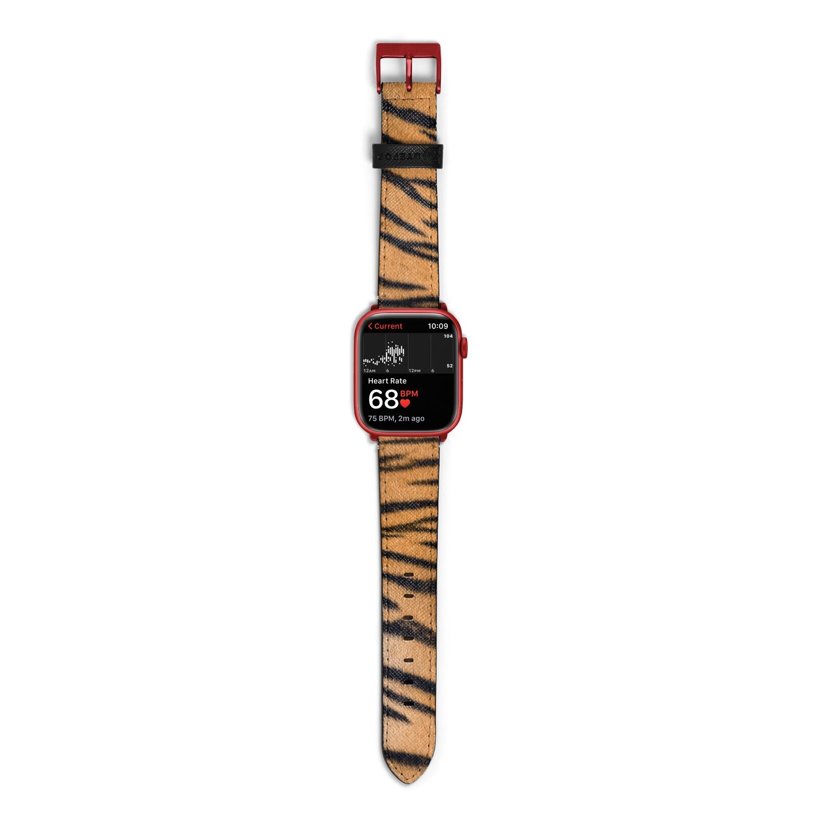 Tiger Print Apple Watch Strap Size 38mm with Red Hardware