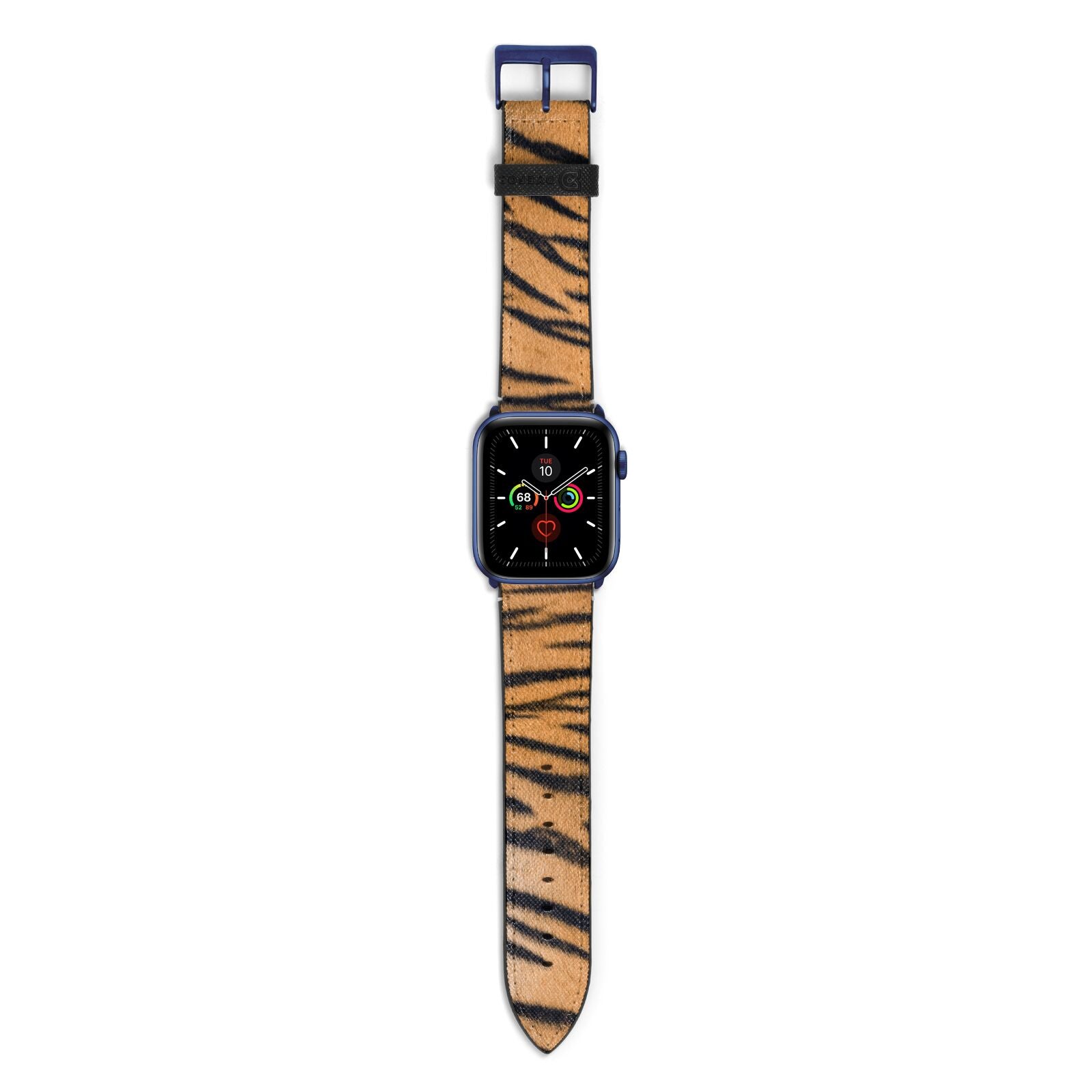 Tiger Print Apple Watch Strap with Blue Hardware