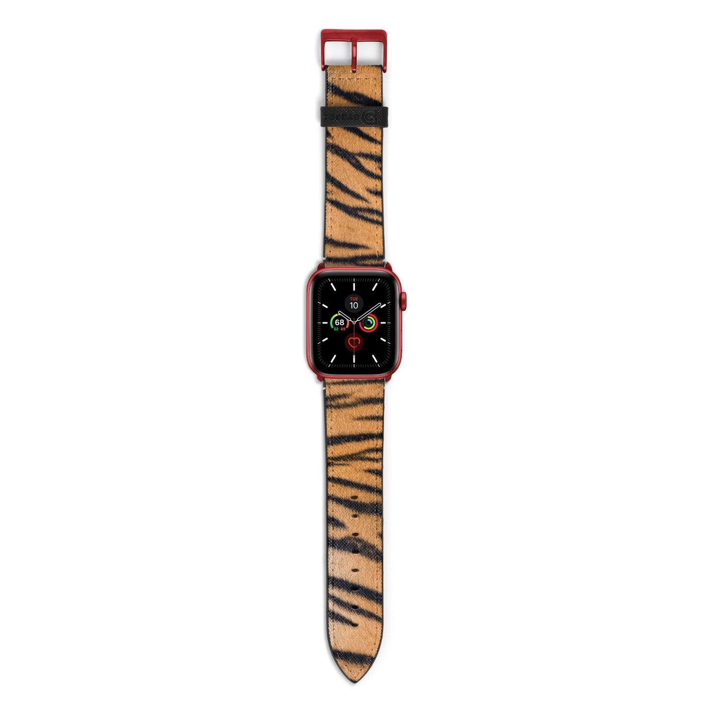 Tiger Print Apple Watch Strap with Red Hardware