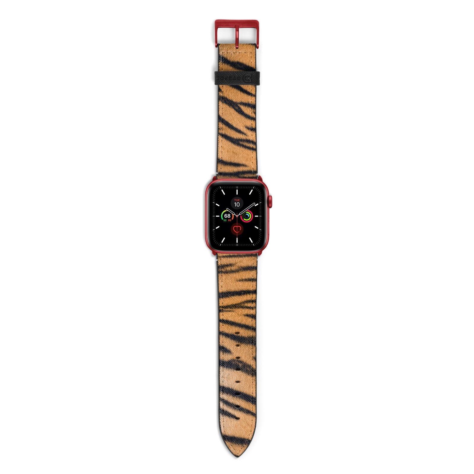 Tiger Print Apple Watch Strap with Red Hardware