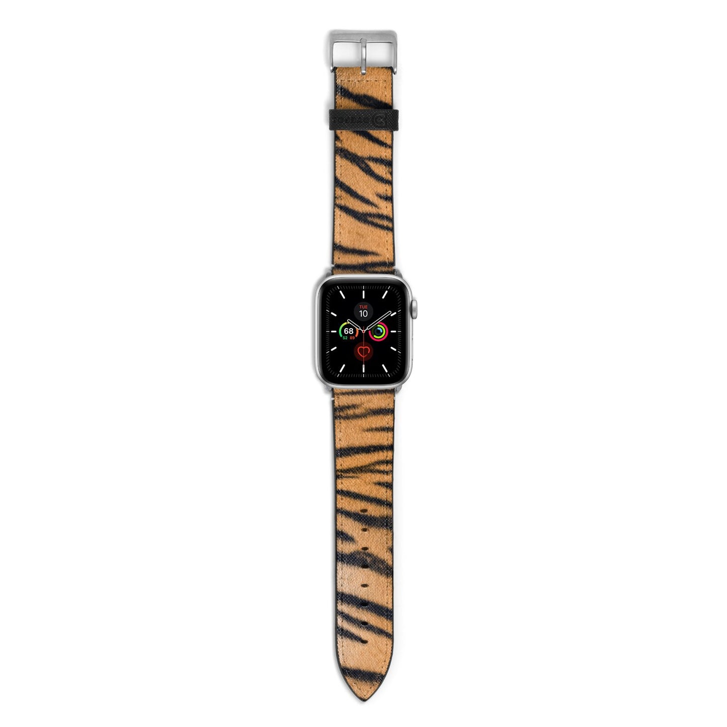 Tiger Print Apple Watch Strap with Silver Hardware