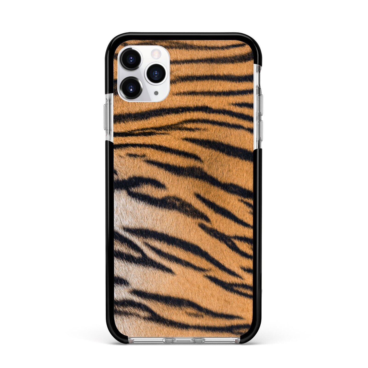 Tiger Print Apple iPhone 11 Pro Max in Silver with Black Impact Case