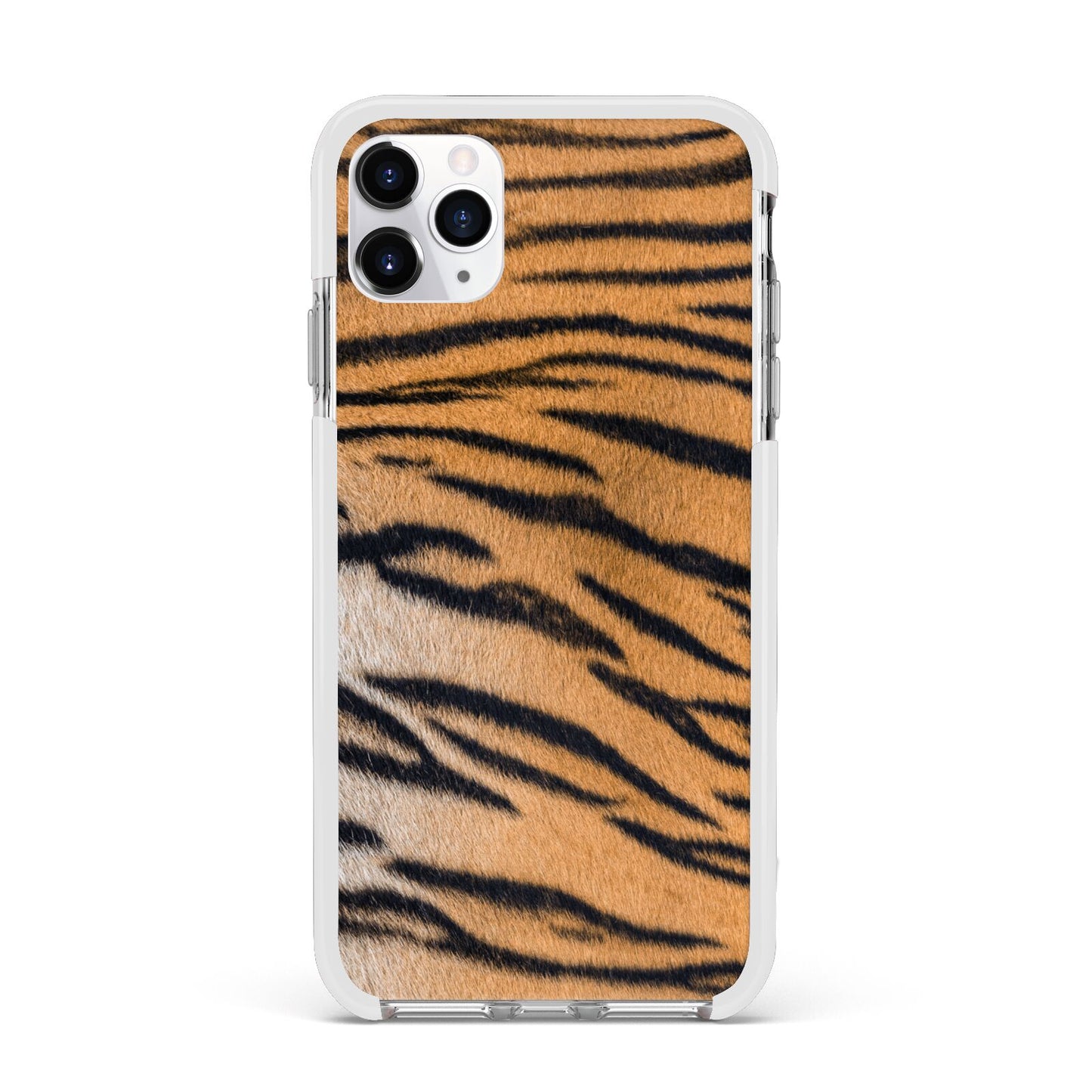 Tiger Print Apple iPhone 11 Pro Max in Silver with White Impact Case