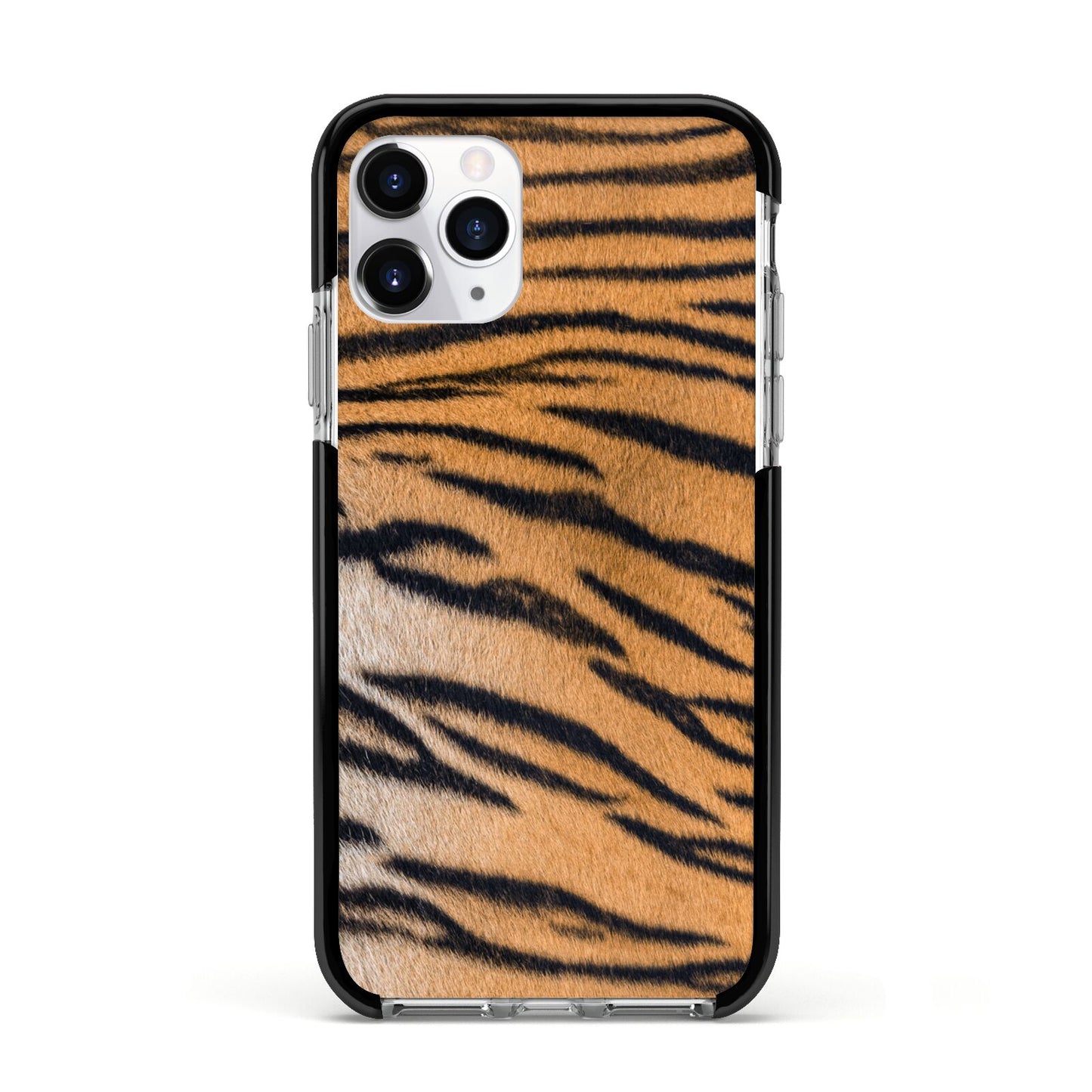 Tiger Print Apple iPhone 11 Pro in Silver with Black Impact Case