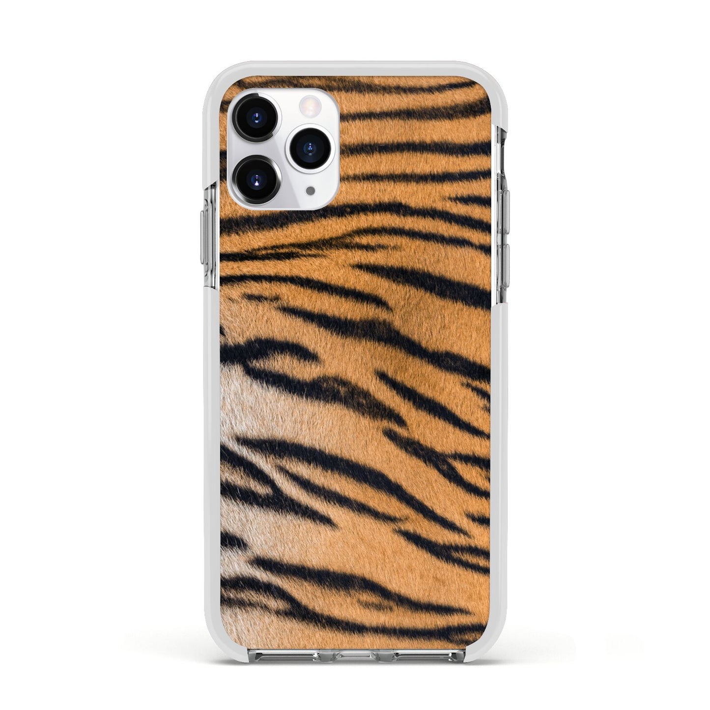 Tiger Print Apple iPhone 11 Pro in Silver with White Impact Case