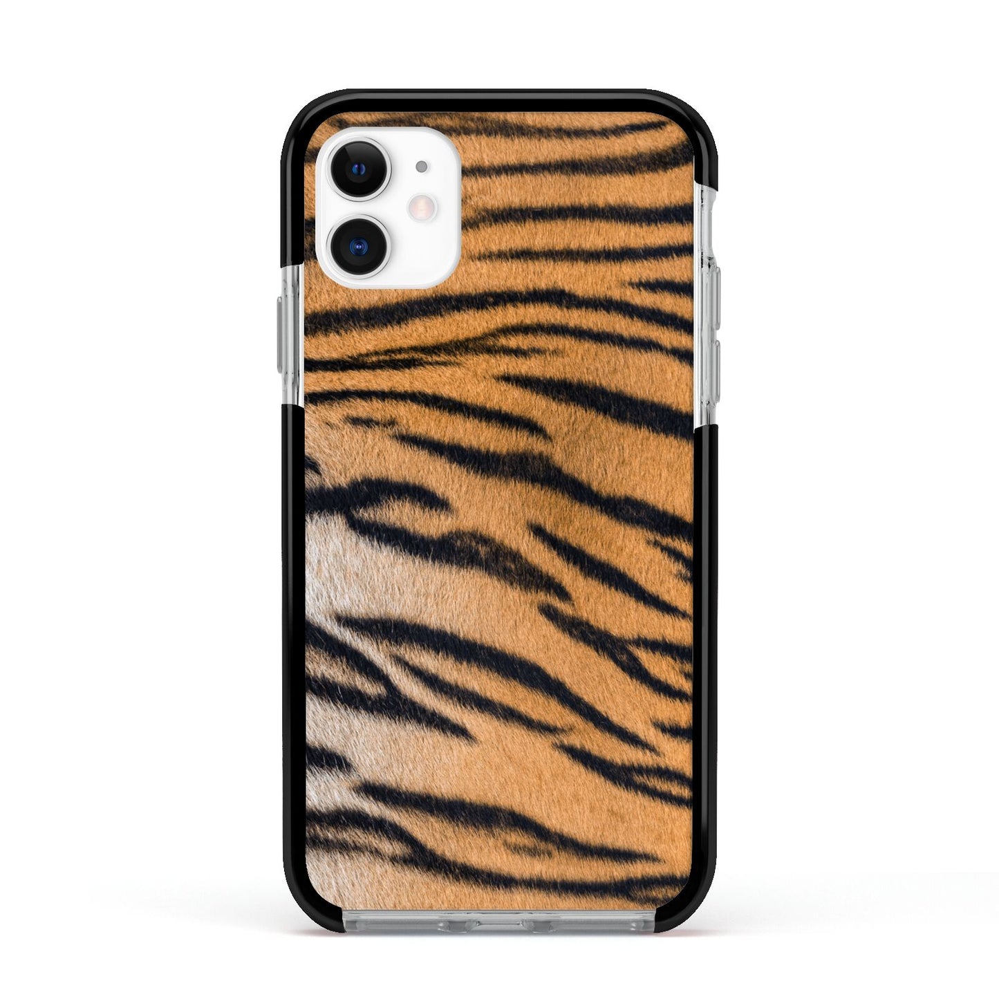 Tiger Print Apple iPhone 11 in White with Black Impact Case