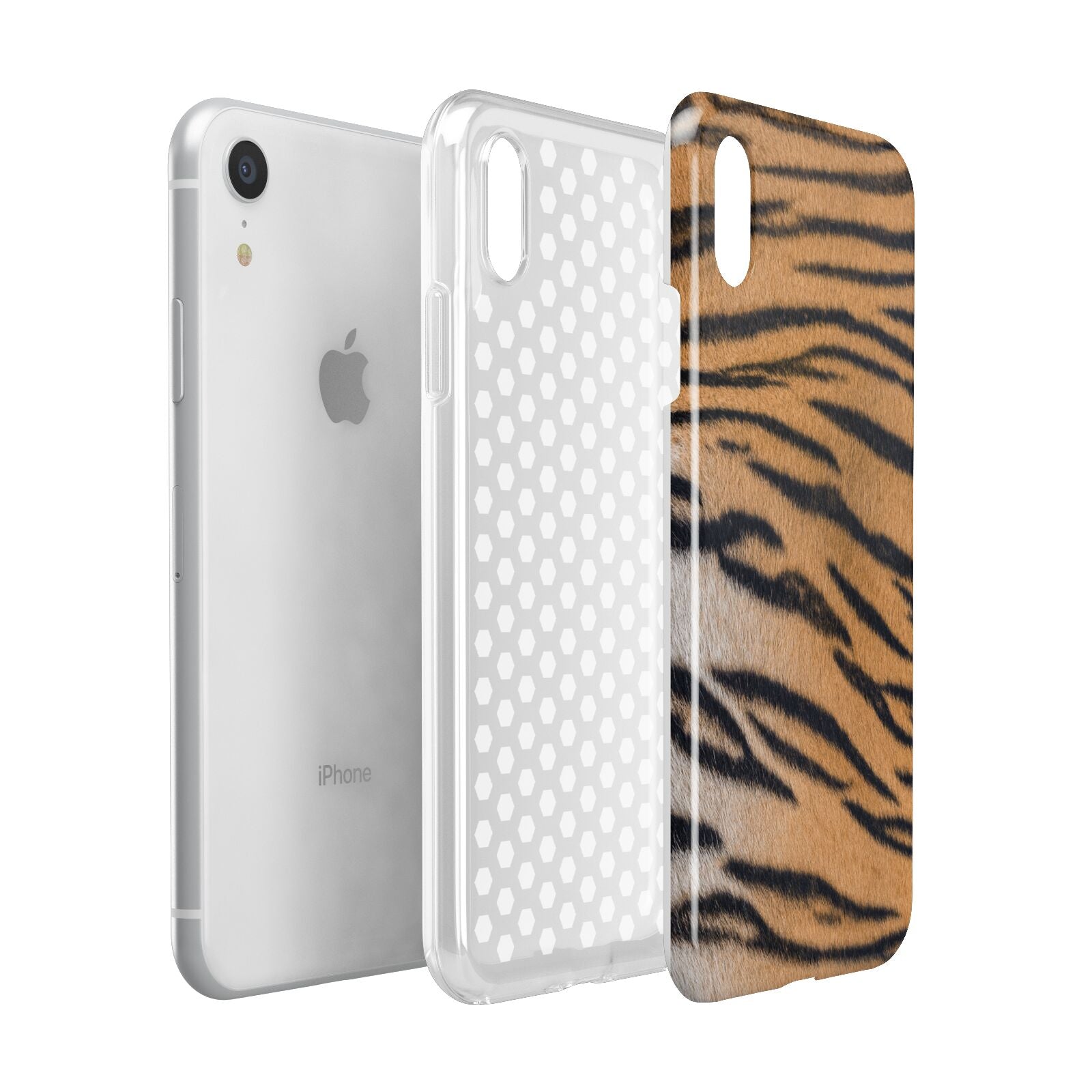 Tiger Print Apple iPhone XR White 3D Tough Case Expanded view