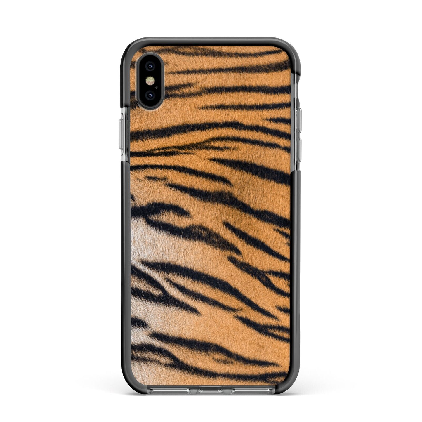 Tiger Print Apple iPhone Xs Max Impact Case Black Edge on Black Phone