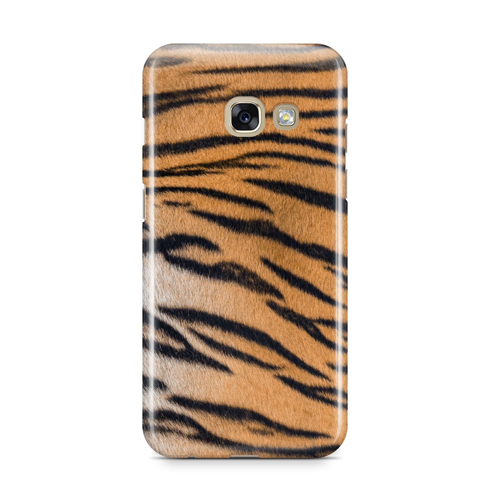 Tiger Print Samsung Galaxy A3 2017 Case on gold phone